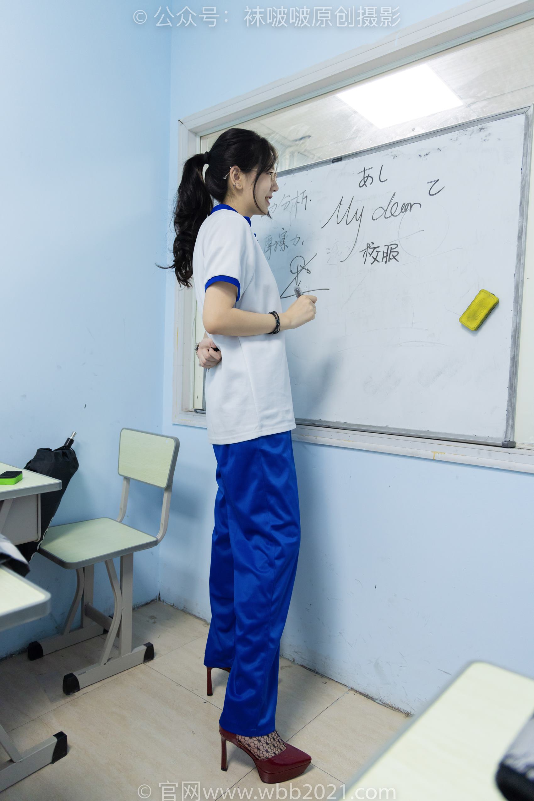 图片[21]-[BoBoSocks袜啵啵]NO.375 小甜豆-高跟鞋、黑色蕾丝网袜、校服裤里丝[159P] – 速更版-美库