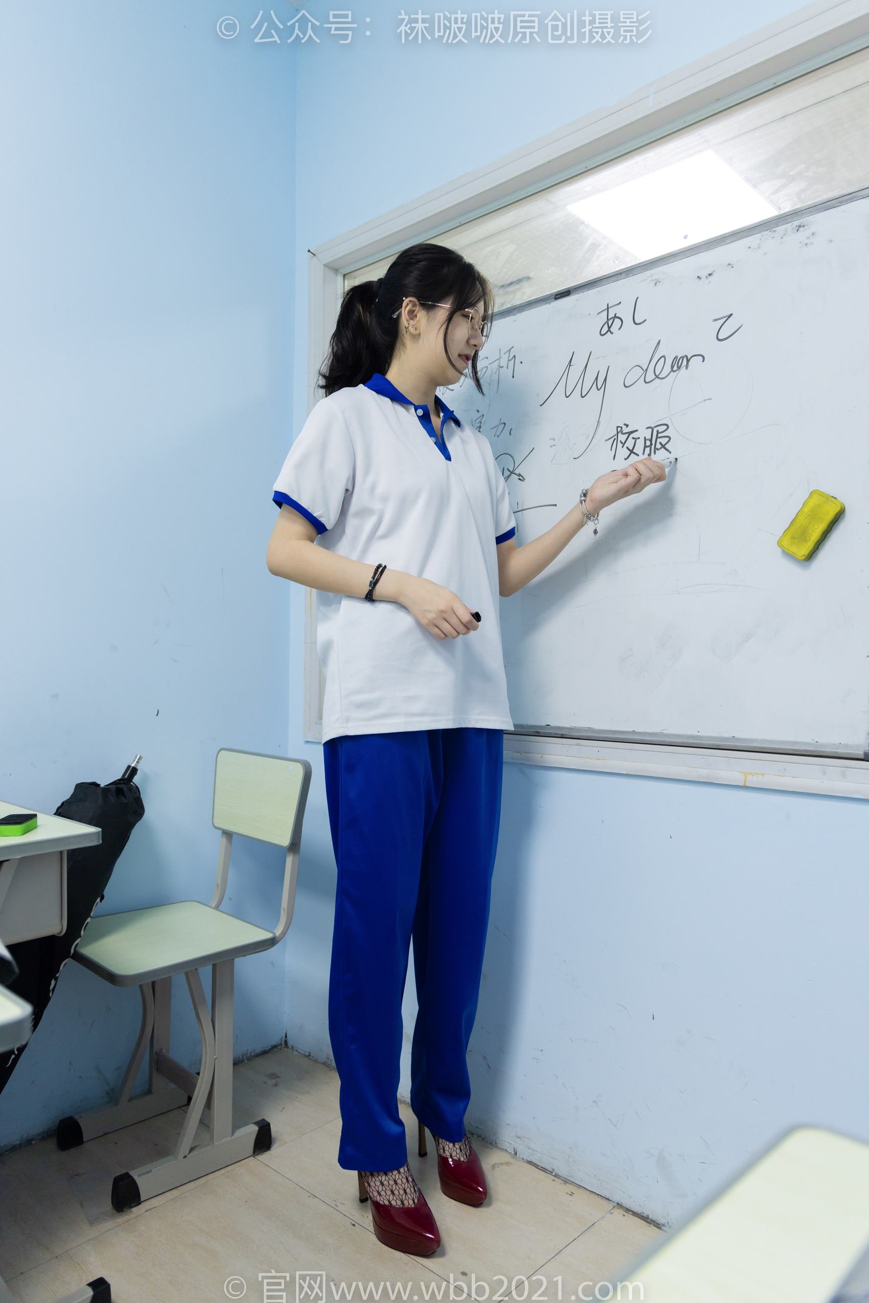 图片[22]-[BoBoSocks袜啵啵]NO.375 小甜豆-高跟鞋、黑色蕾丝网袜、校服裤里丝[159P] – 速更版-美库