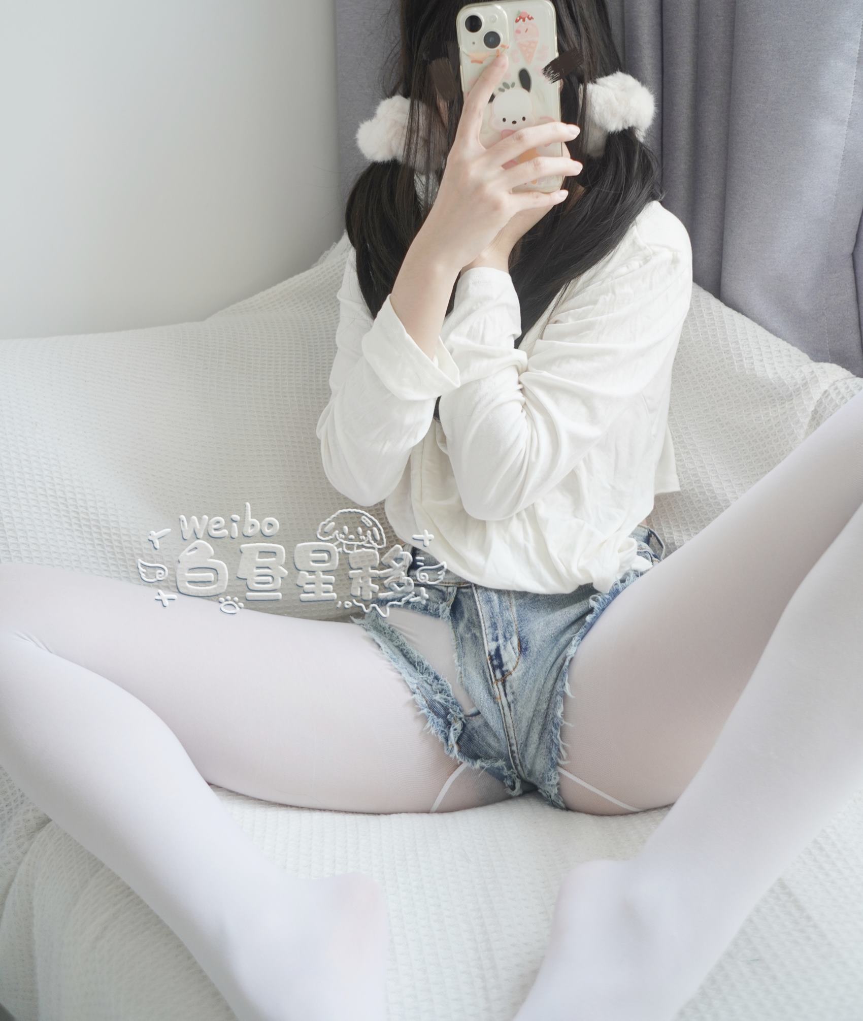 图片[18]-白昼星移  – 居家牛仔热裤白裤袜[23P] – 速更版-美库