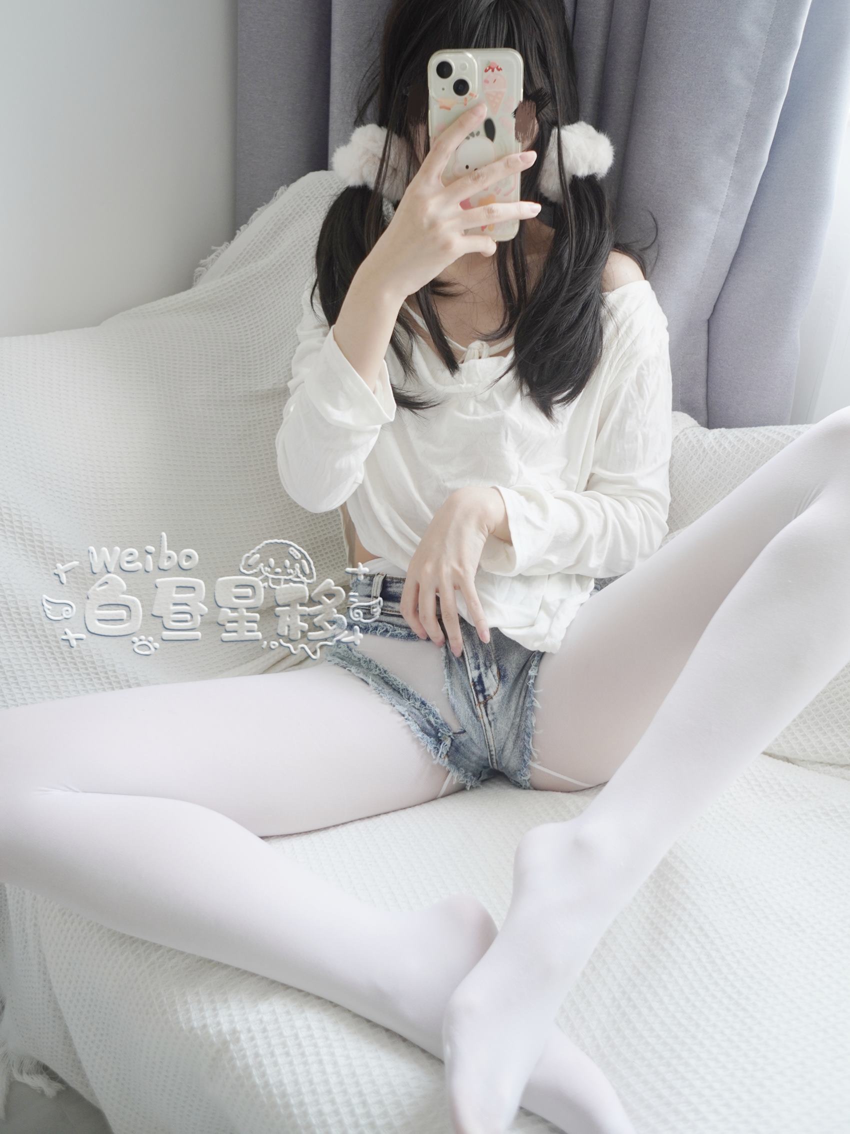 图片[20]-白昼星移  – 居家牛仔热裤白裤袜[23P] – 速更版-美库