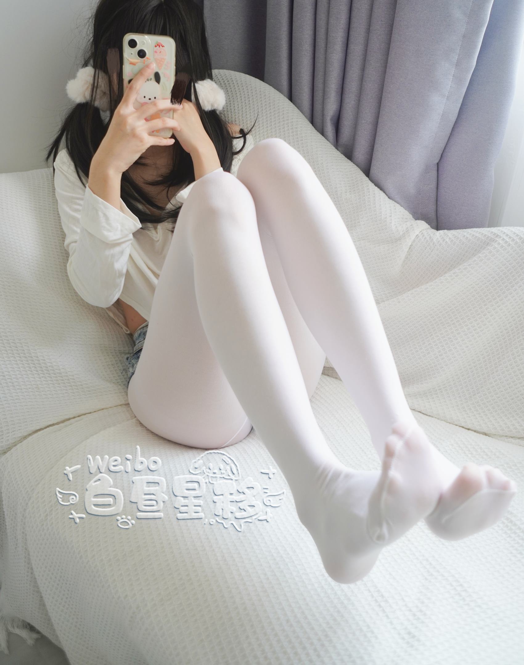 图片[21]-白昼星移  – 居家牛仔热裤白裤袜[23P] – 速更版-美库