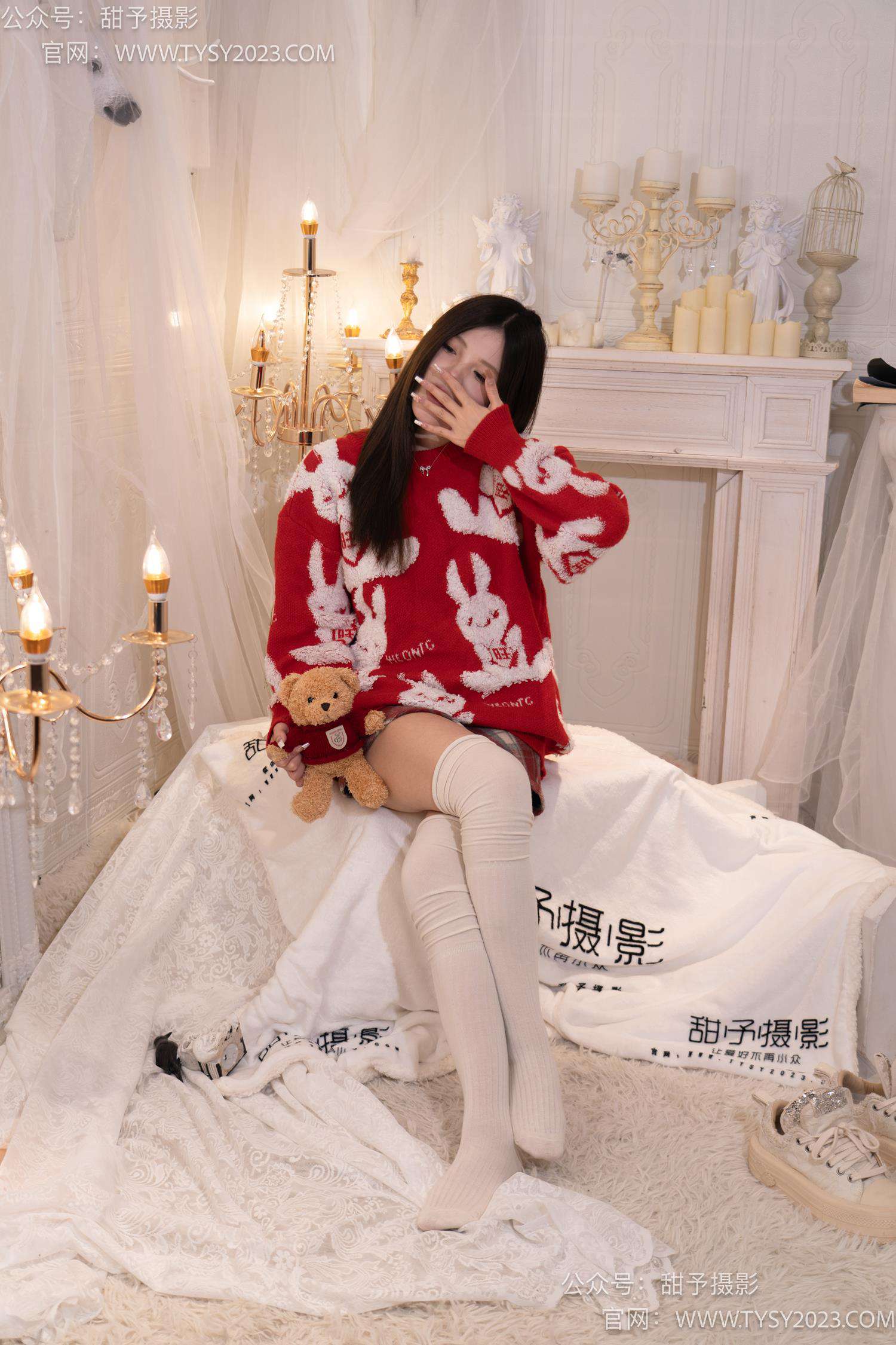 图片[81]-甜予摄影 NO.058 小熊-板鞋、过膝白棉袜、过膝薄白丝[128P] – 速更版-美库