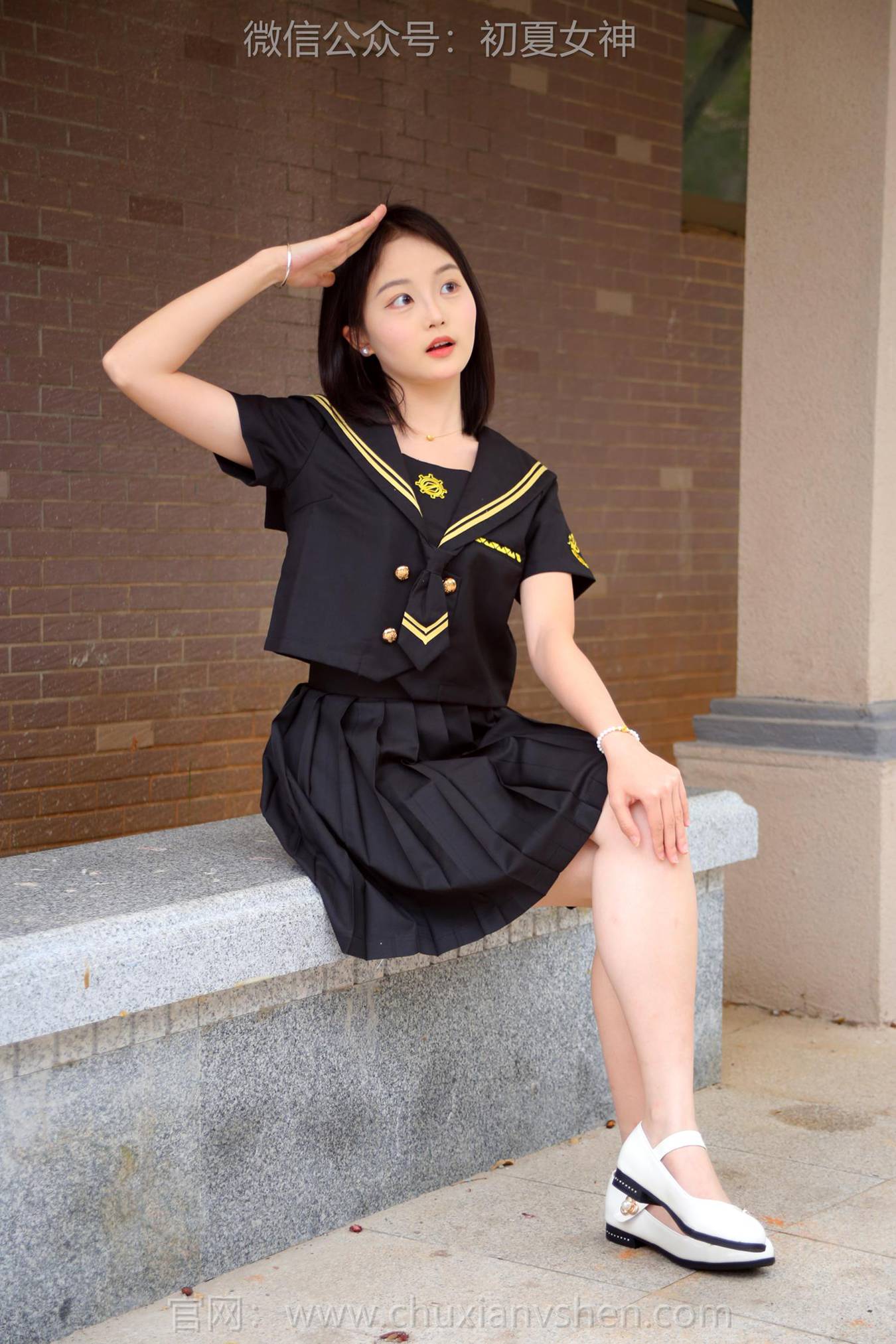 图片[23]-初夏女神 NO.216 双双 黑系水手服[100P] – 速更版-美库