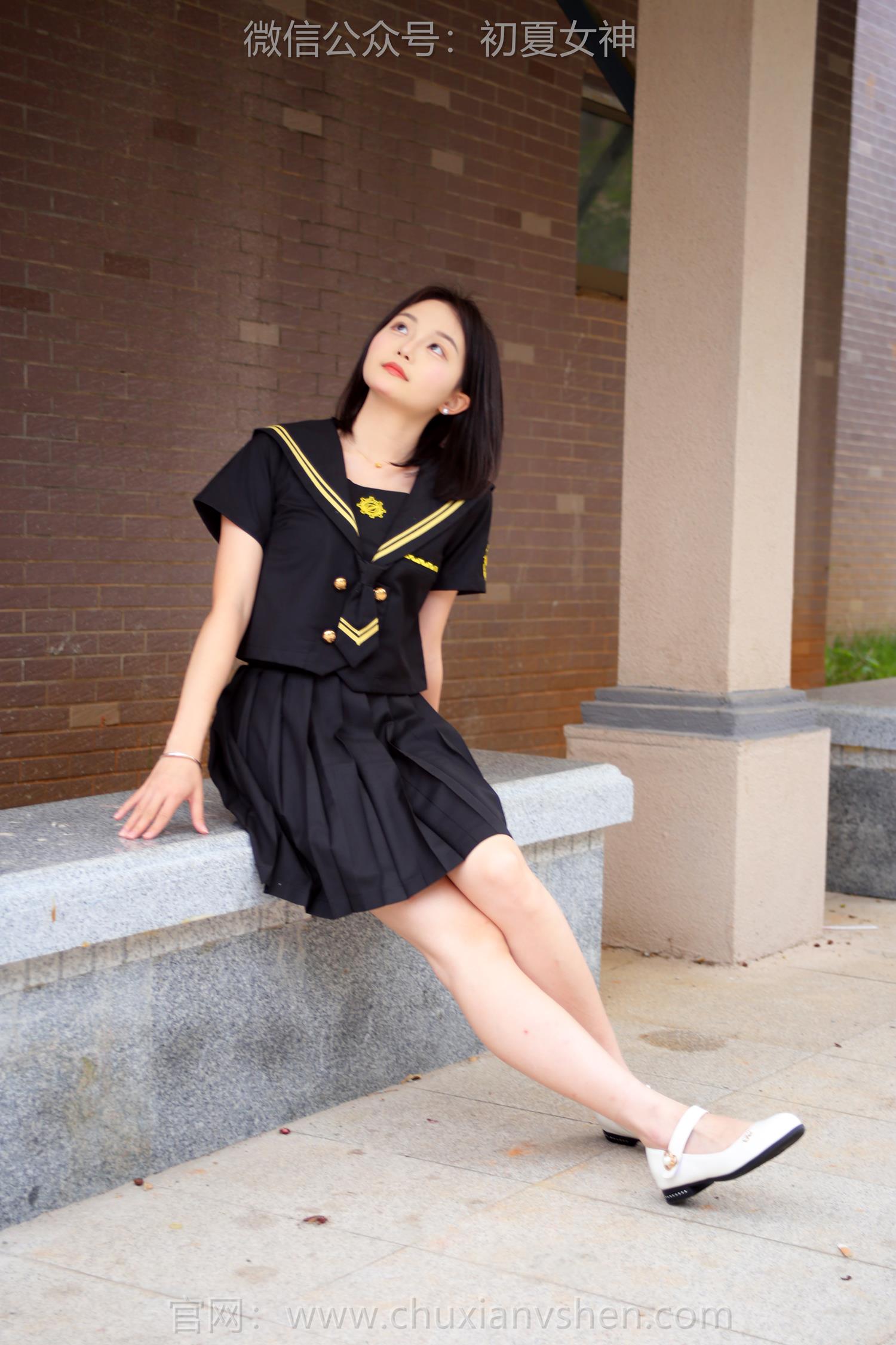 图片[25]-初夏女神 NO.216 双双 黑系水手服[100P] – 速更版-美库