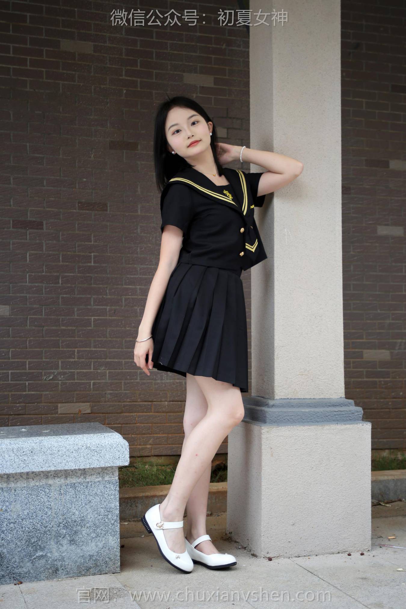 图片[43]-初夏女神 NO.216 双双 黑系水手服[100P] – 速更版-美库