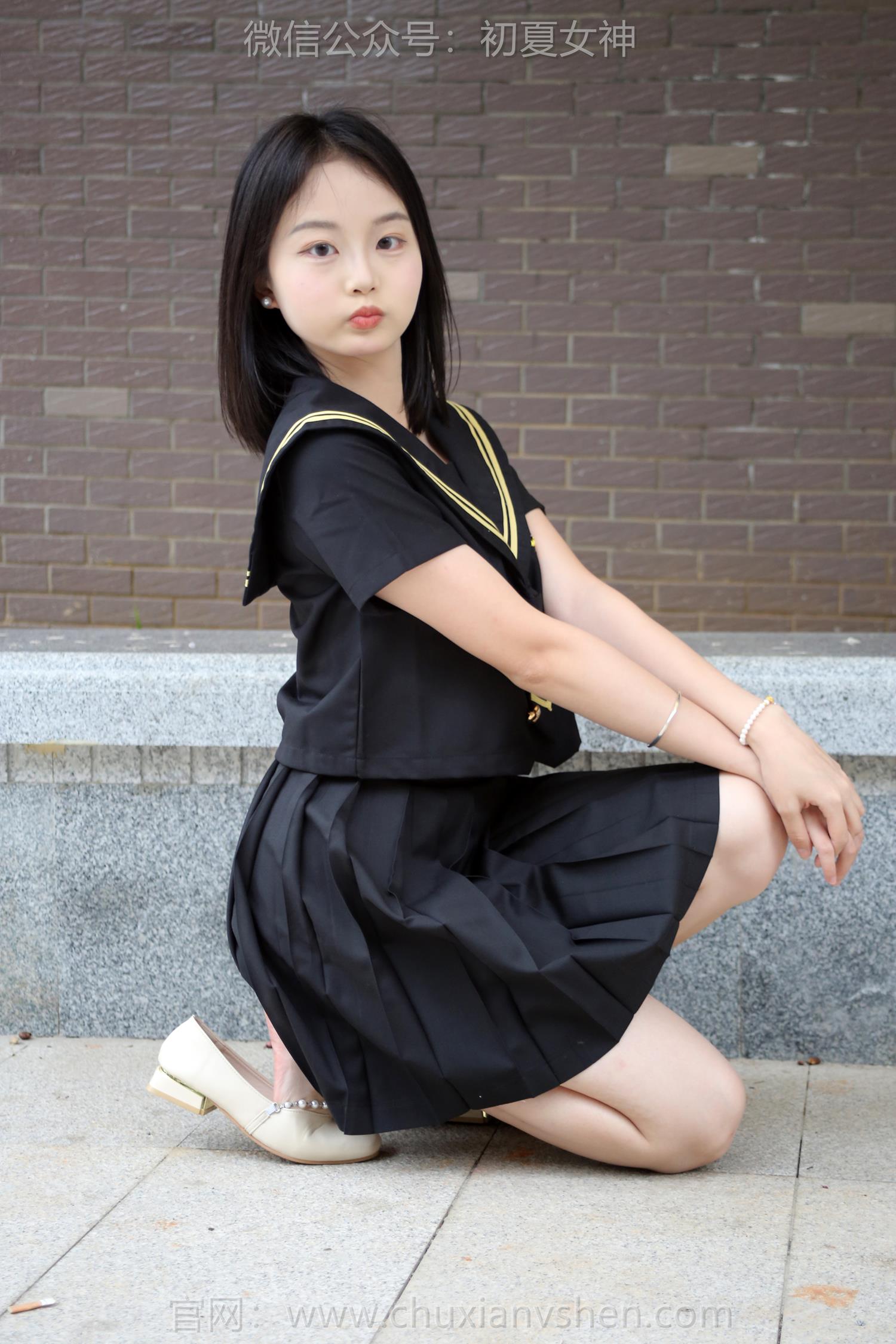 图片[100]-初夏女神 NO.216 双双 黑系水手服[100P] – 速更版-美库