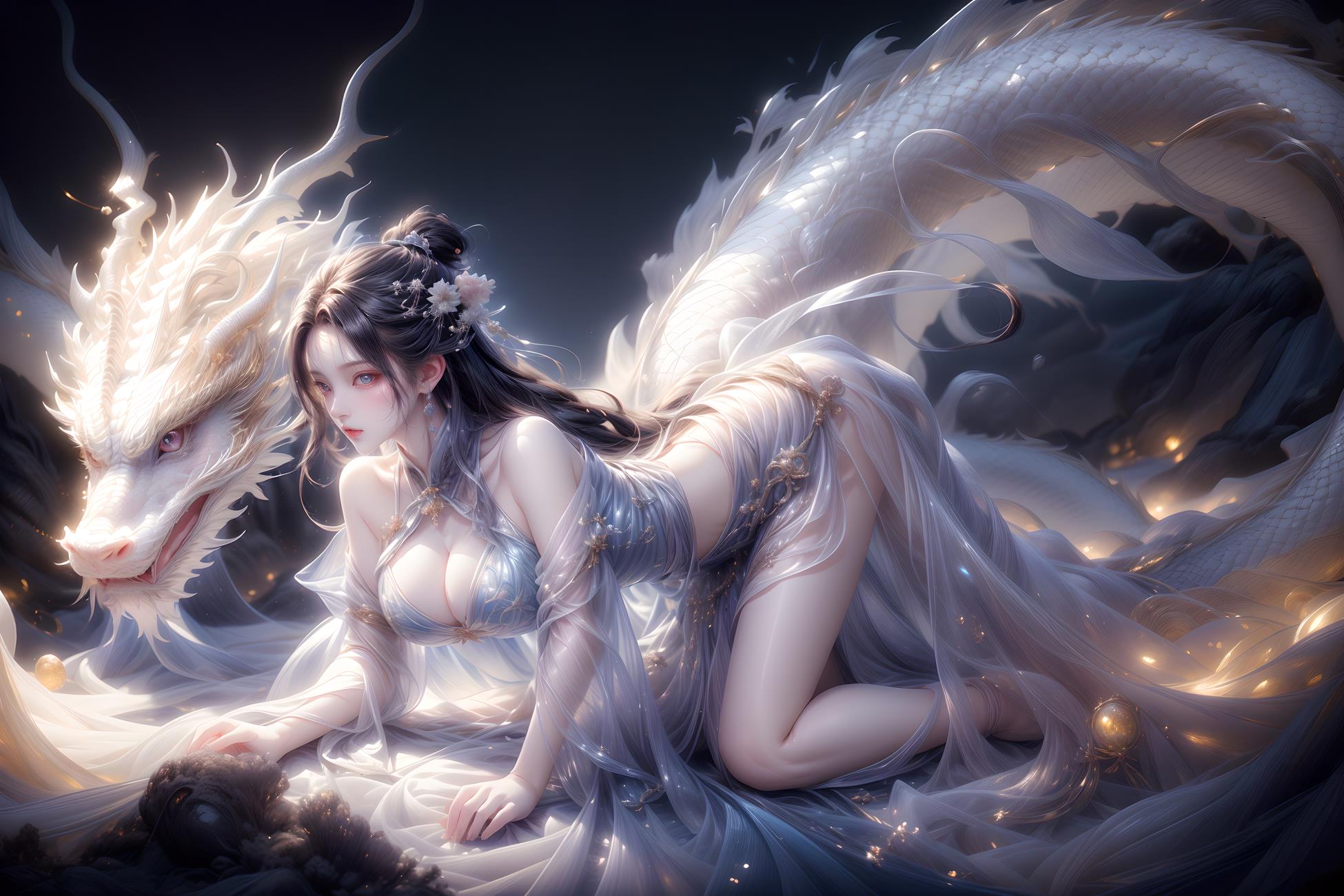 图片[32]-AI绘画 428 白龙和少女[70P] – 速更版-美库