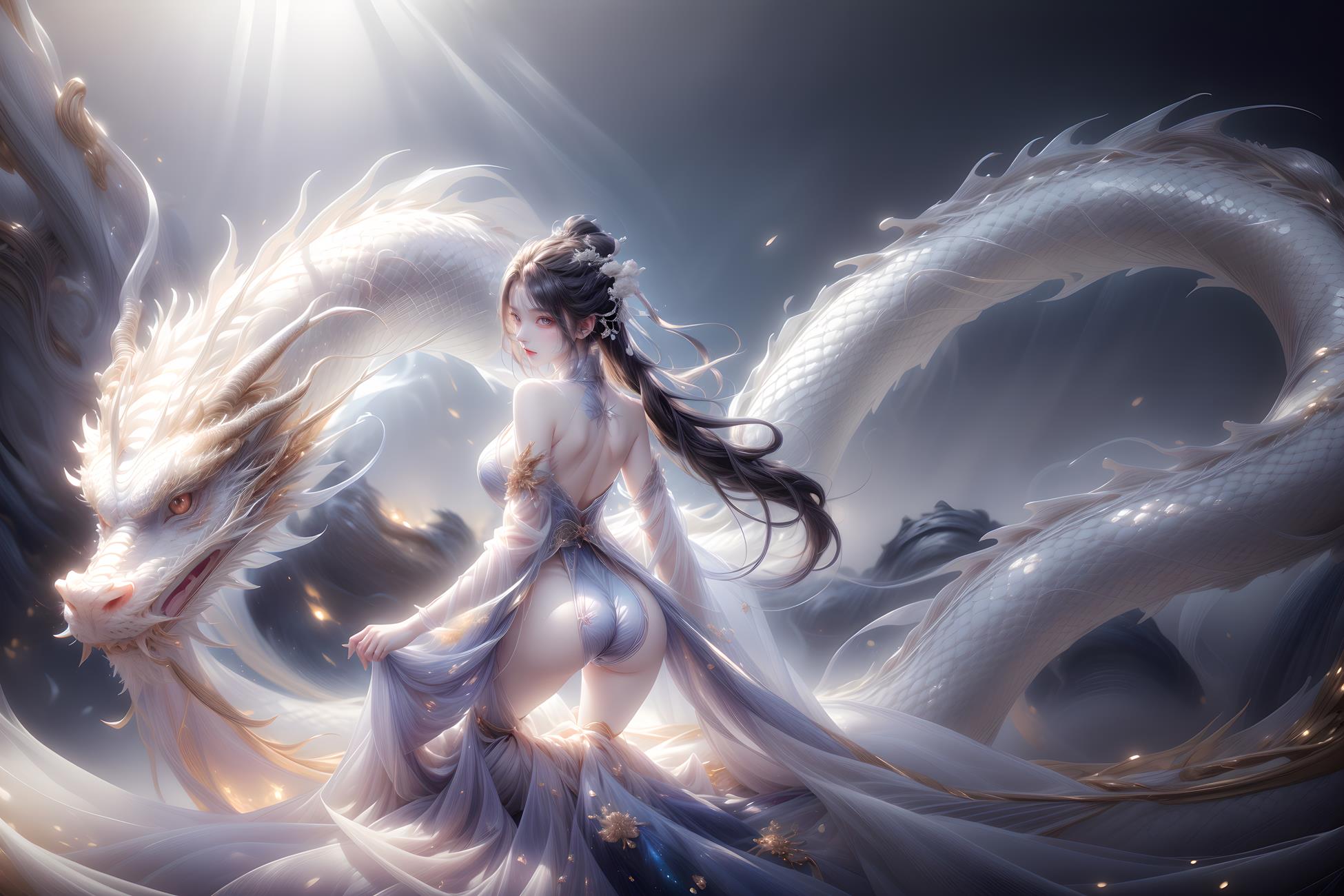 图片[44]-AI绘画 428 白龙和少女[70P] – 速更版-美库