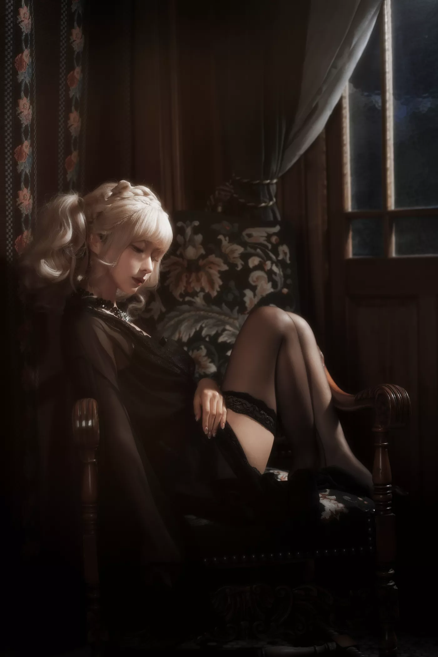 图片[39]-蠢沫沫  – 黑红纱裙[39P] – 速更版-美库