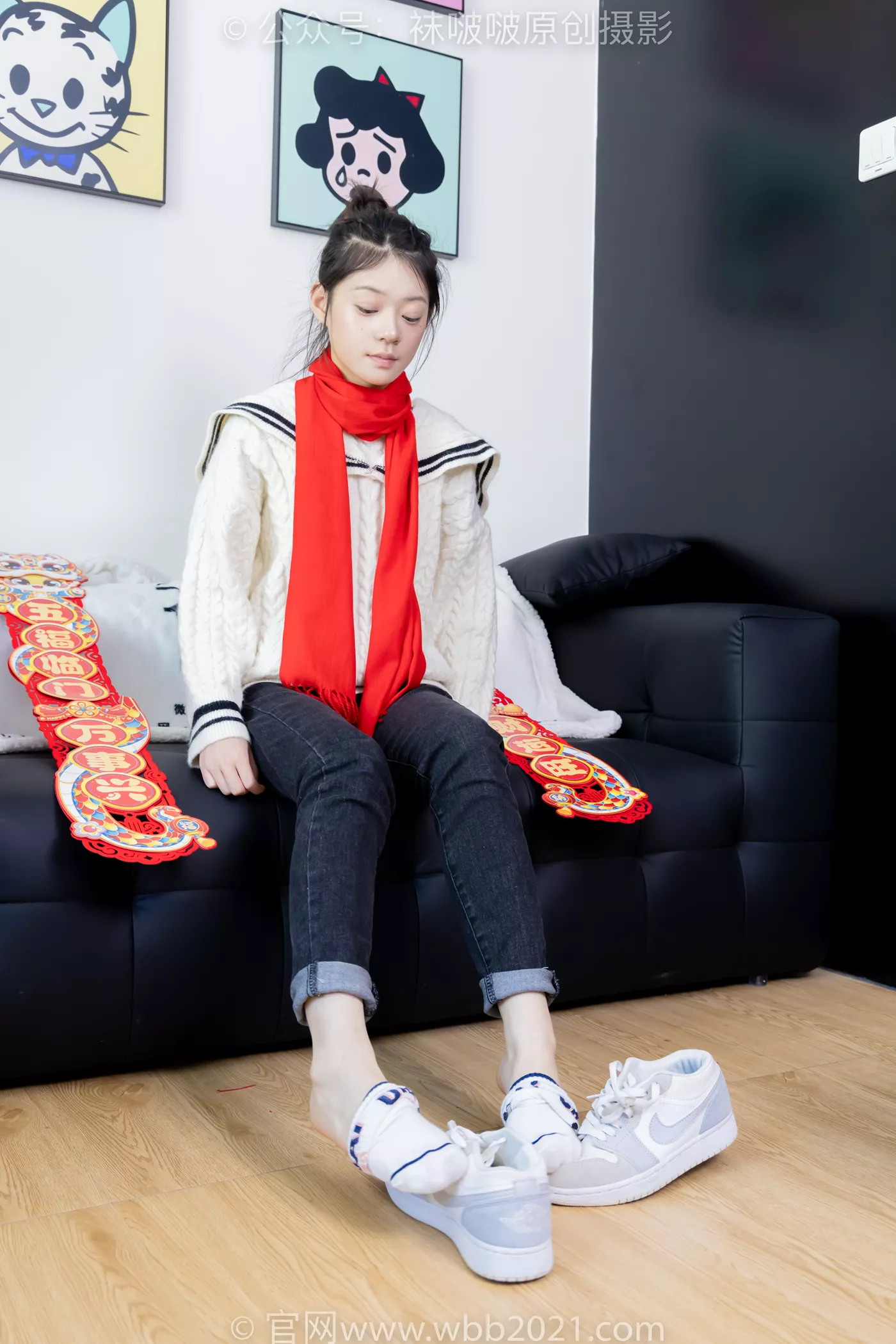 图片[34]-[BoBoSocks袜啵啵]NO.481 糯米-板鞋、白棉袜、裸足、对联迎新春，半脱袜子剧情[118P] – 速更版-美库