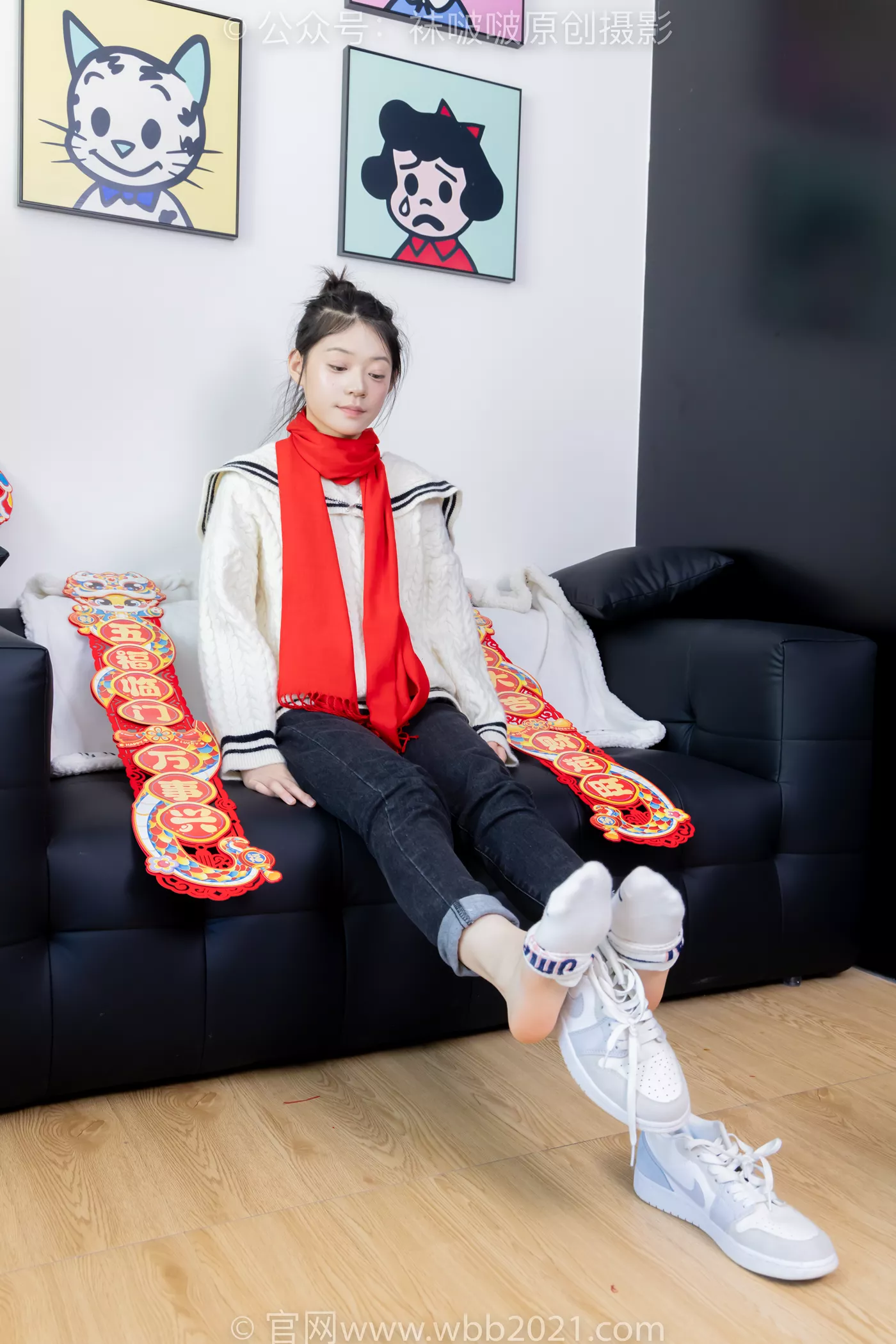 图片[36]-[BoBoSocks袜啵啵]NO.481 糯米-板鞋、白棉袜、裸足、对联迎新春，半脱袜子剧情[118P] – 速更版-美库