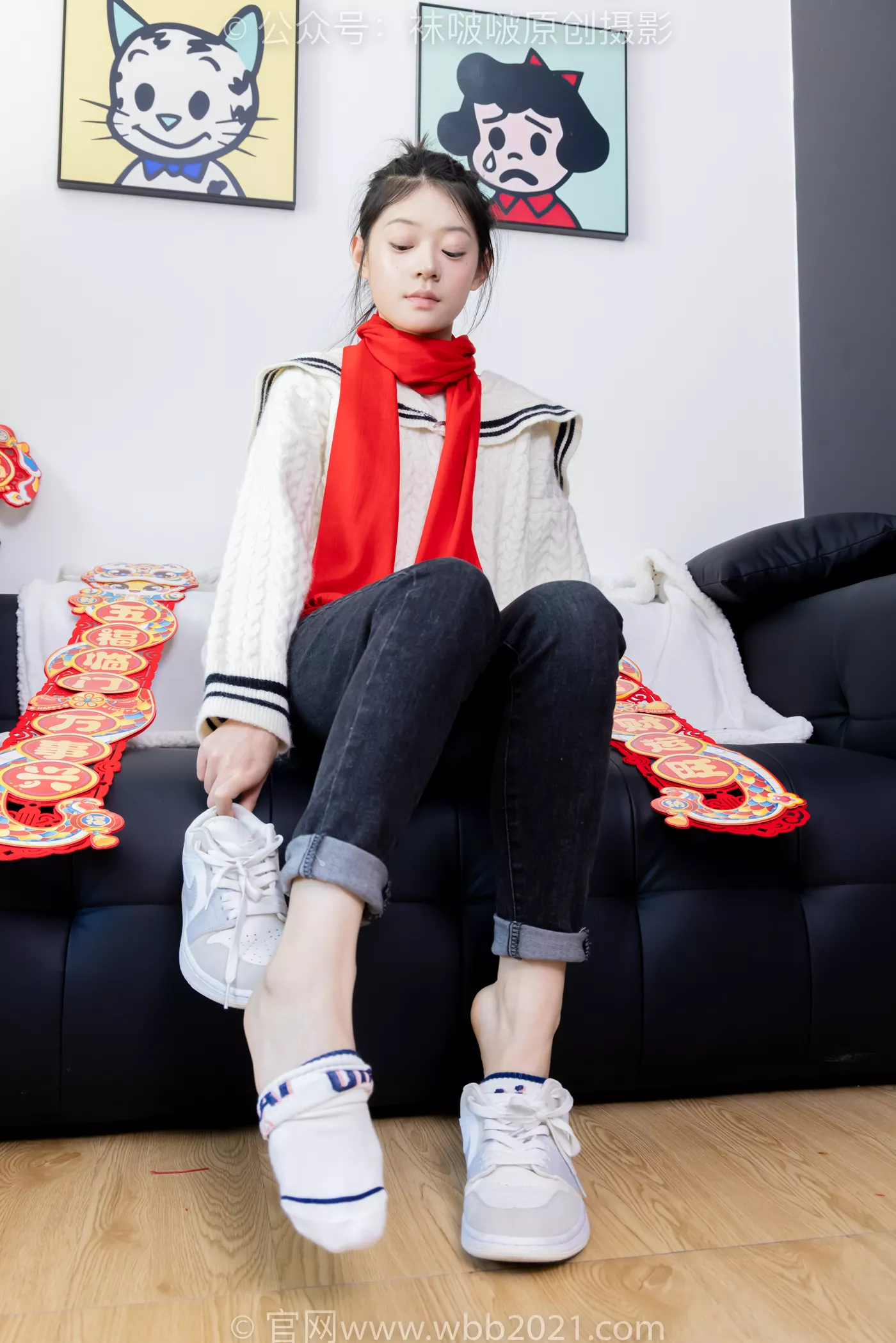 图片[44]-[BoBoSocks袜啵啵]NO.481 糯米-板鞋、白棉袜、裸足、对联迎新春，半脱袜子剧情[118P] – 速更版-美库