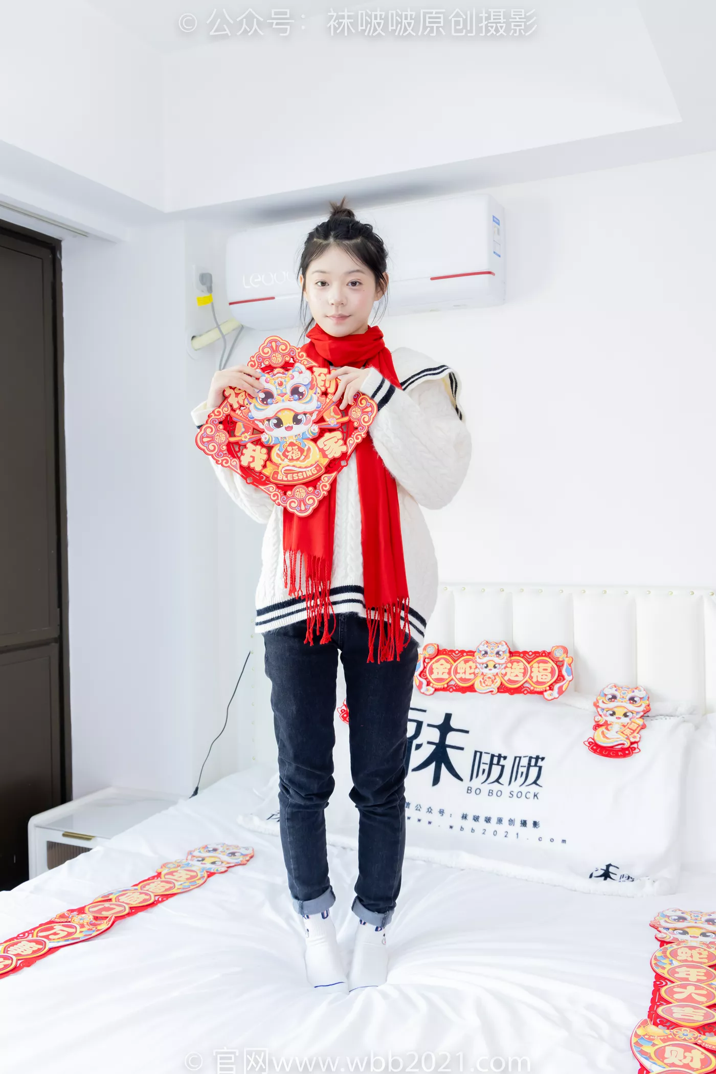 图片[48]-[BoBoSocks袜啵啵]NO.481 糯米-板鞋、白棉袜、裸足、对联迎新春，半脱袜子剧情[118P] – 速更版-美库