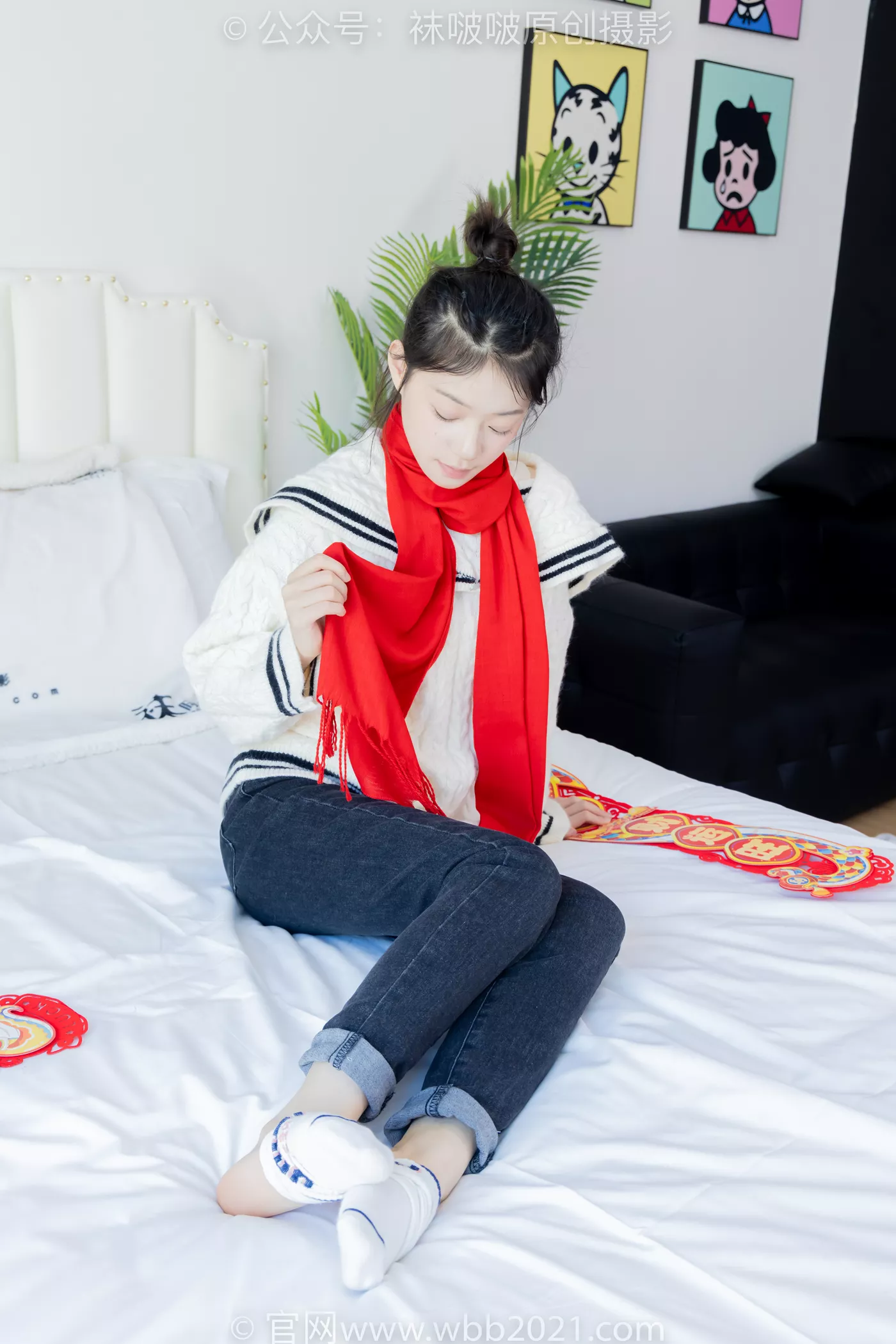 图片[88]-[BoBoSocks袜啵啵]NO.481 糯米-板鞋、白棉袜、裸足、对联迎新春，半脱袜子剧情[118P] – 速更版-美库