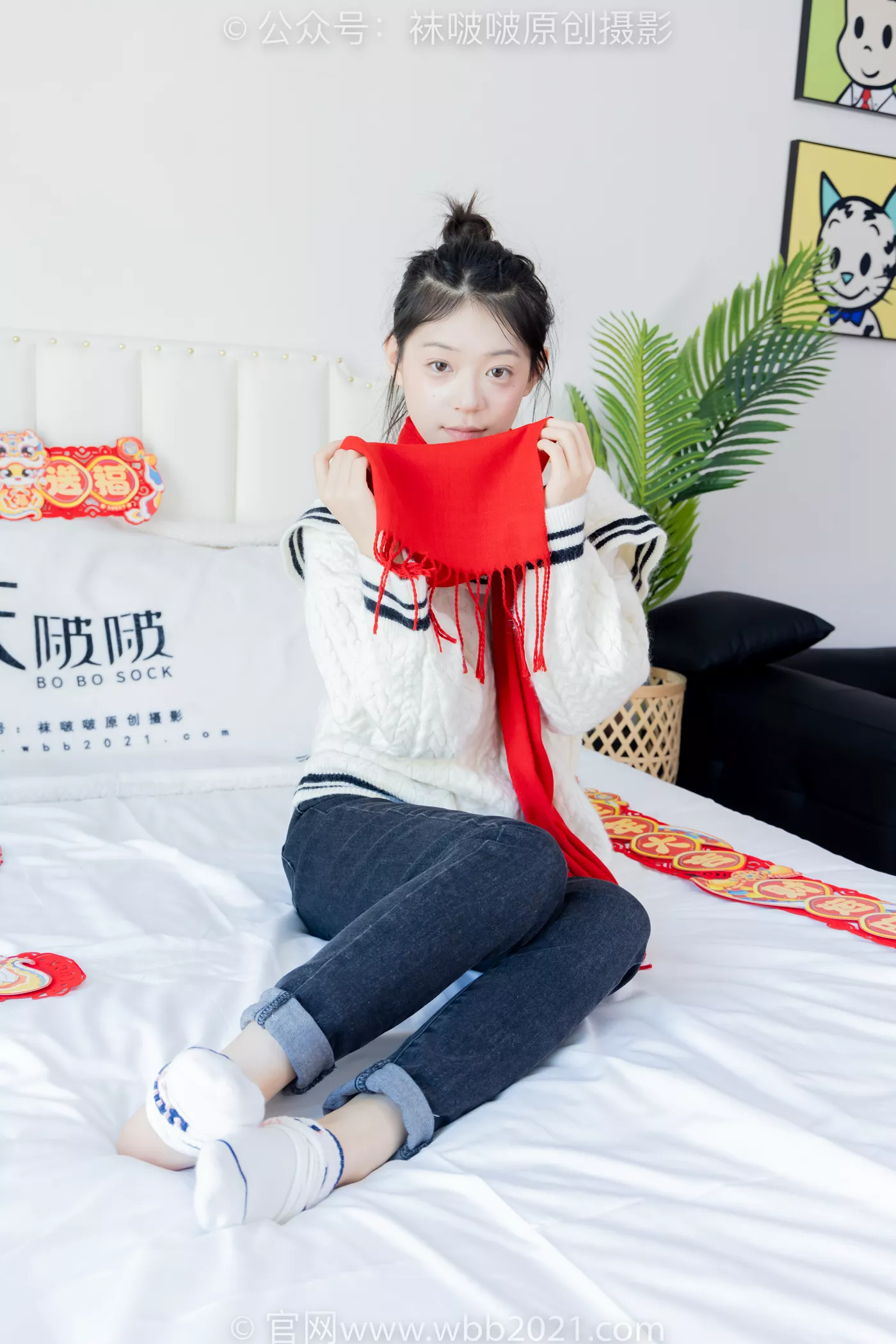 图片[89]-[BoBoSocks袜啵啵]NO.481 糯米-板鞋、白棉袜、裸足、对联迎新春，半脱袜子剧情[118P] – 速更版-美库