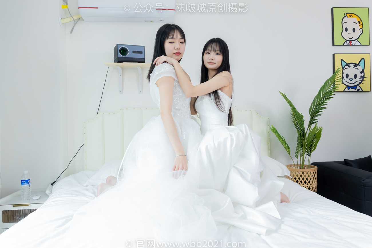 图片[63]-[BoBoSocks袜啵啵]NO.510 小甜豆&甜甜圈-两双高跟鞋、薄肉丝、薄白丝、婚纱主题、互相帮对方腿脚涂抹[96P] – 速更版-美库