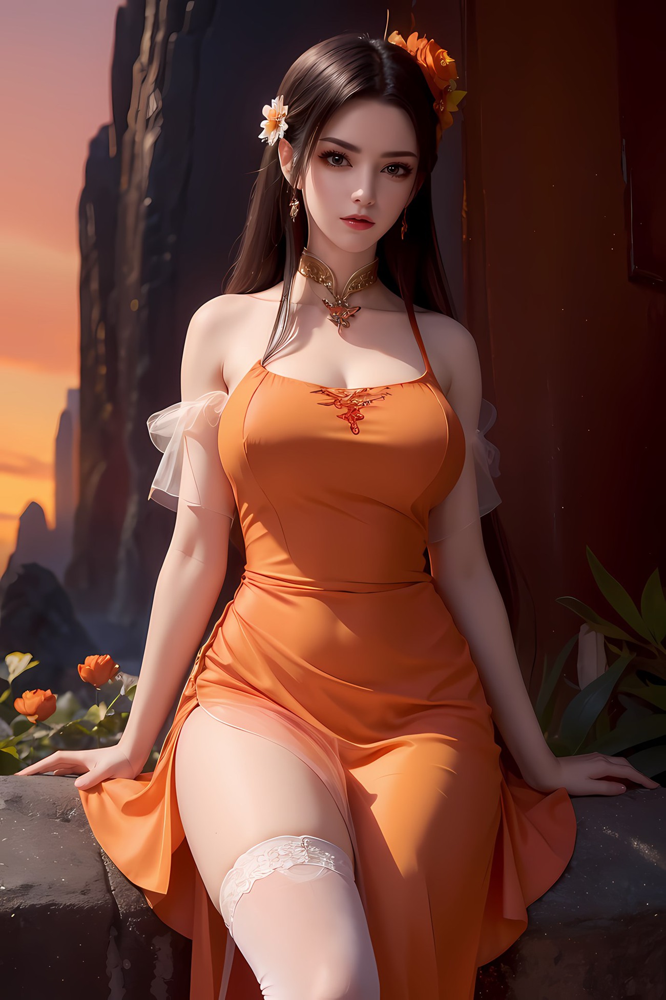 图片[10]-AI绘画 580 美杜莎 橙色旗袍[46P] – 速更版-美库