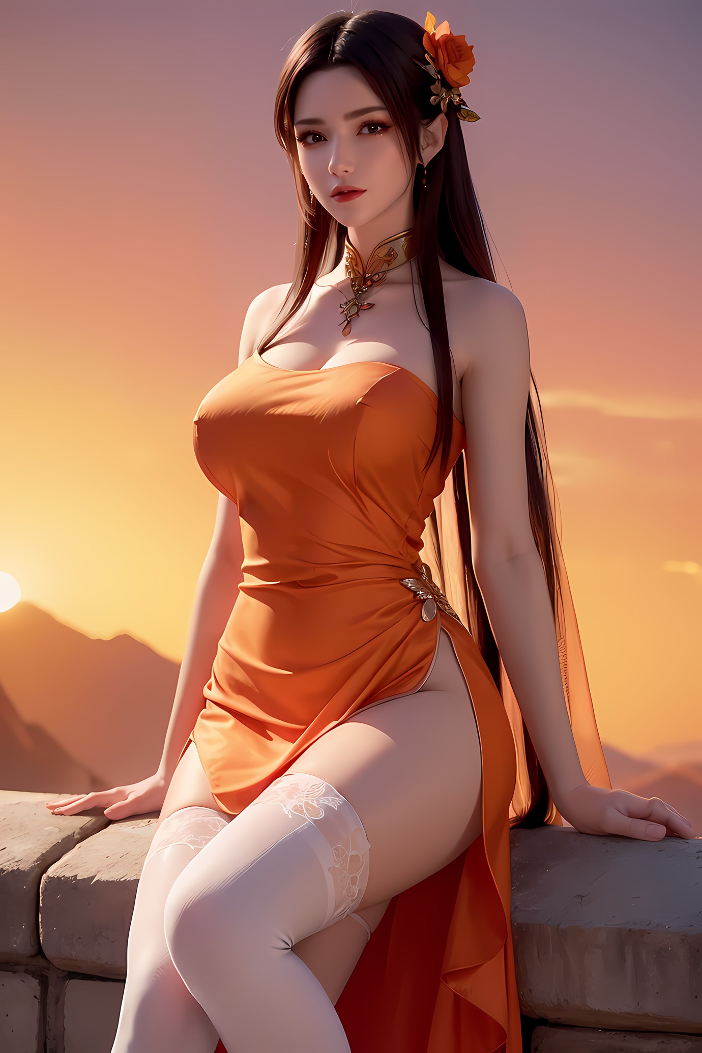 图片[11]-AI绘画 580 美杜莎 橙色旗袍[46P] – 速更版-美库