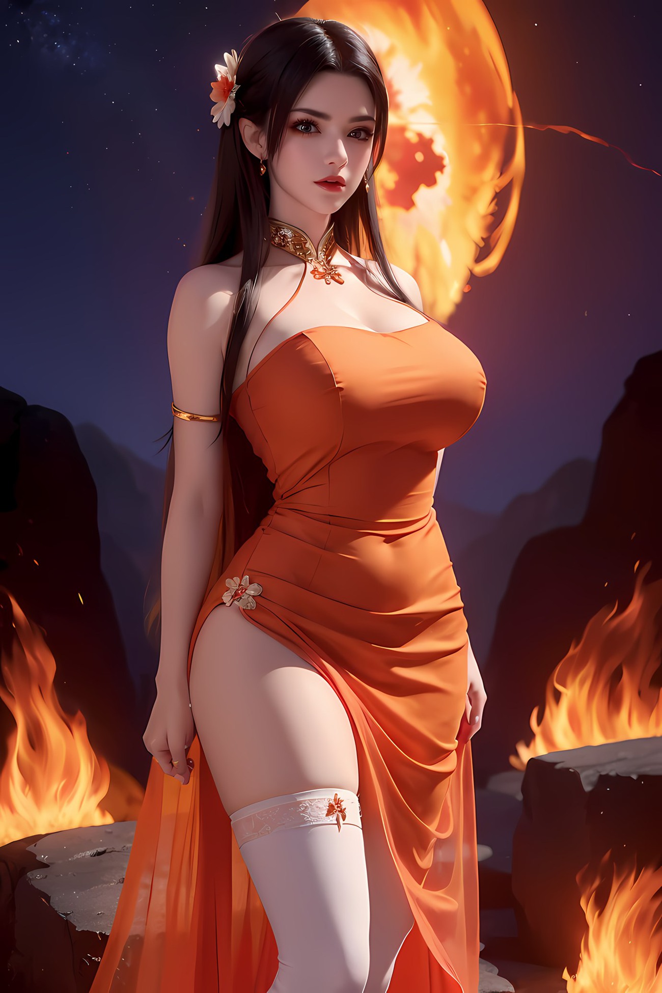 图片[18]-AI绘画 580 美杜莎 橙色旗袍[46P] – 速更版-美库