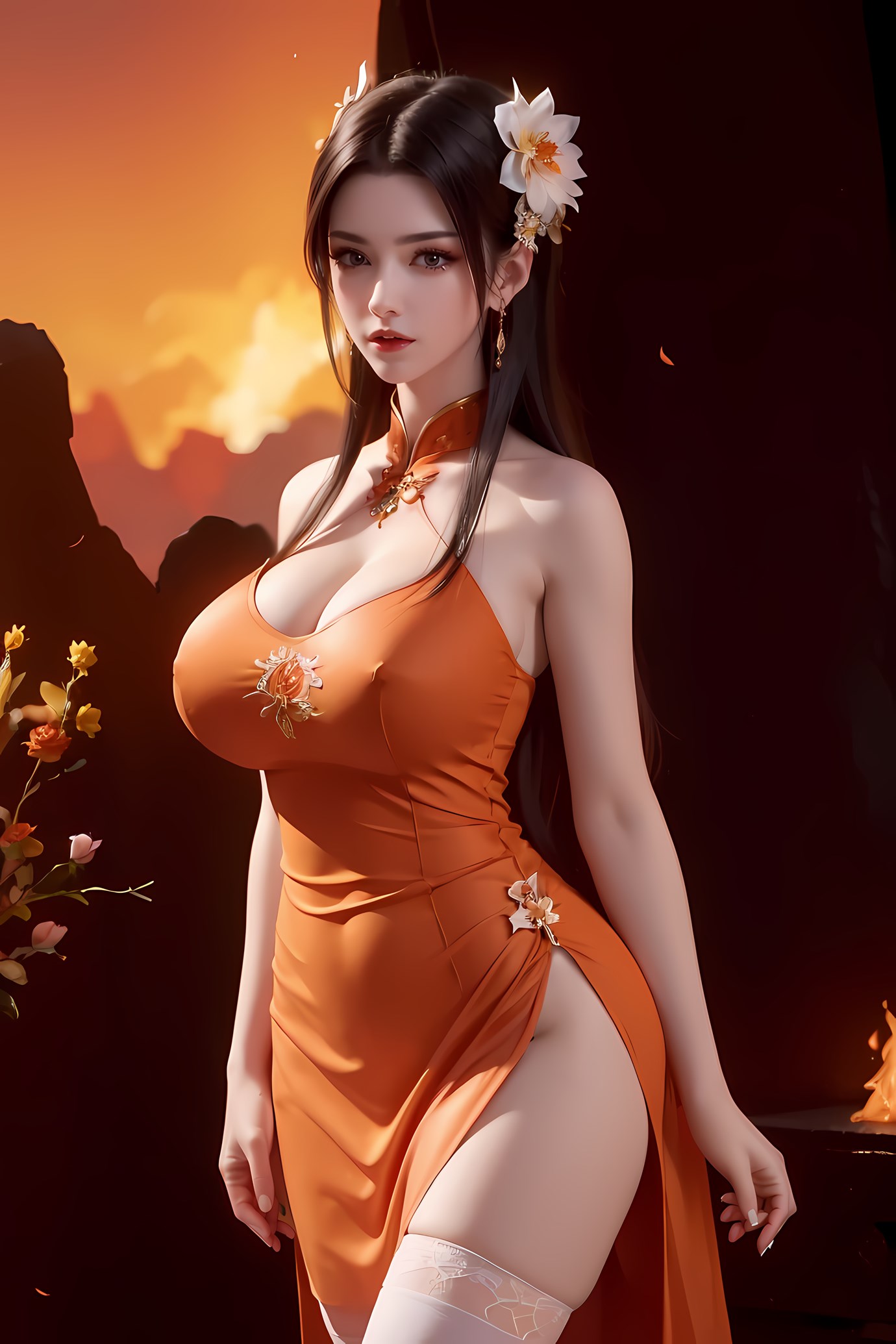 图片[19]-AI绘画 580 美杜莎 橙色旗袍[46P] – 速更版-美库