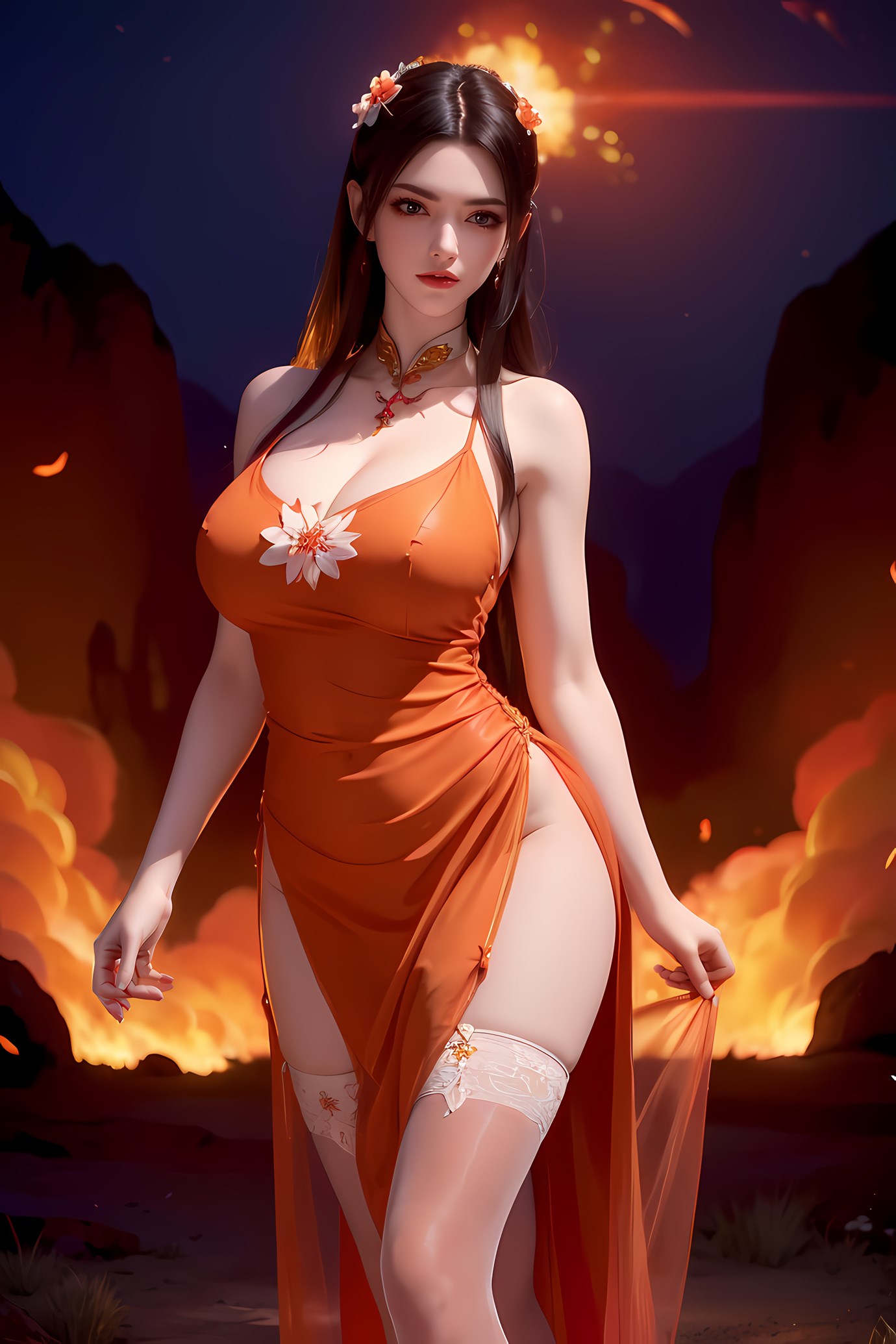 图片[21]-AI绘画 580 美杜莎 橙色旗袍[46P] – 速更版-美库