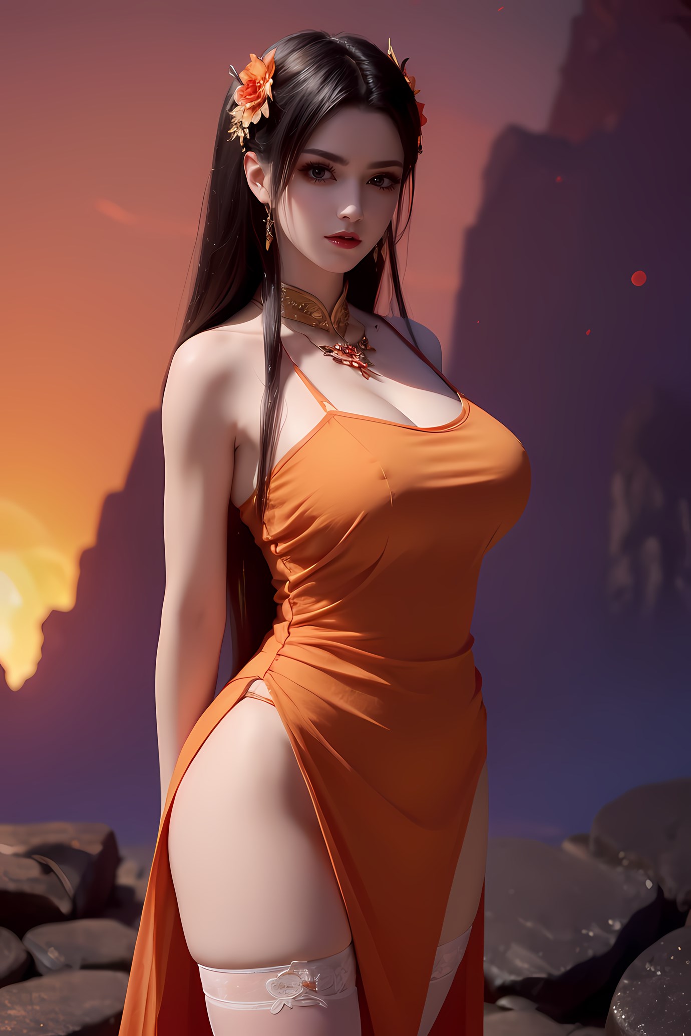 图片[22]-AI绘画 580 美杜莎 橙色旗袍[46P] – 速更版-美库