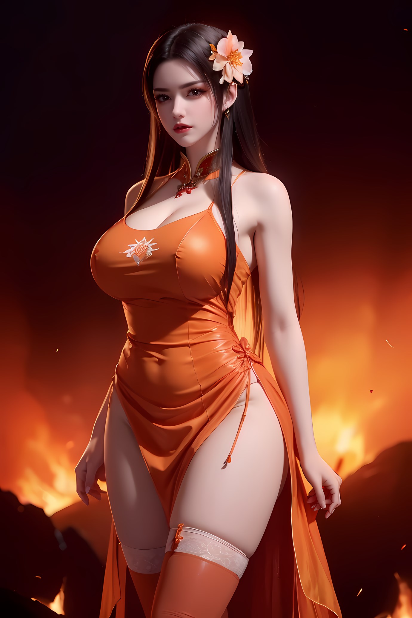 图片[23]-AI绘画 580 美杜莎 橙色旗袍[46P] – 速更版-美库