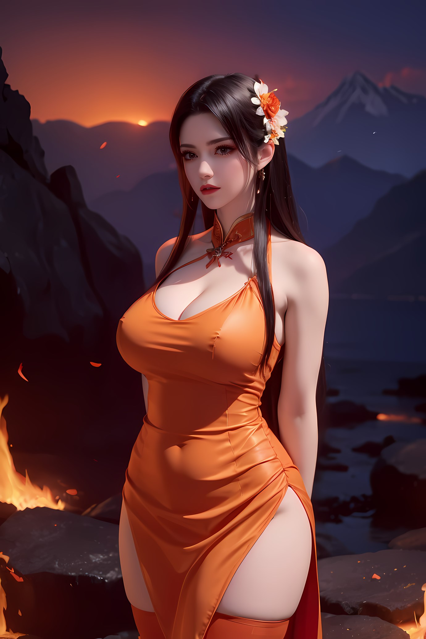 图片[24]-AI绘画 580 美杜莎 橙色旗袍[46P] – 速更版-美库