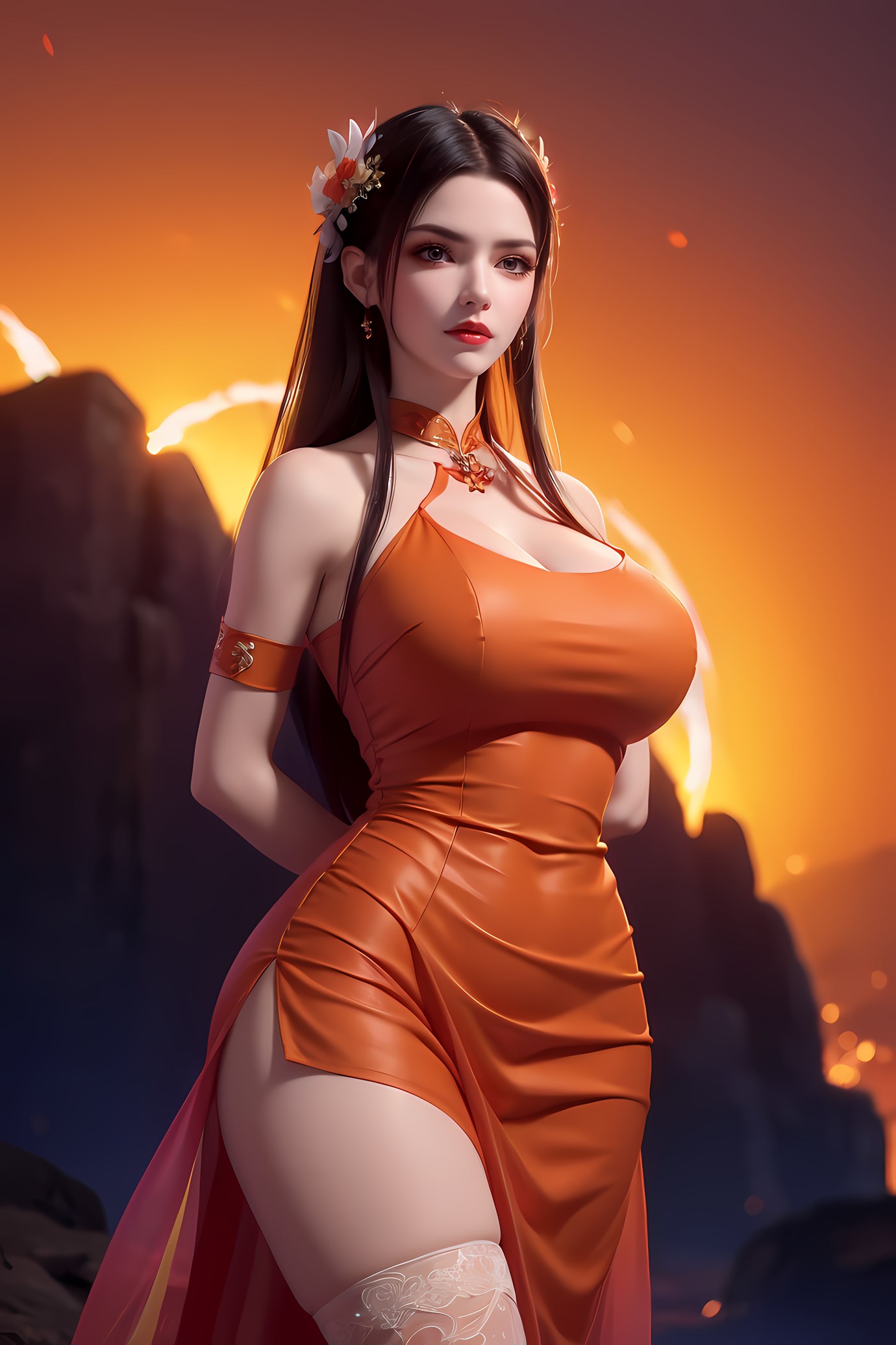 图片[26]-AI绘画 580 美杜莎 橙色旗袍[46P] – 速更版-美库