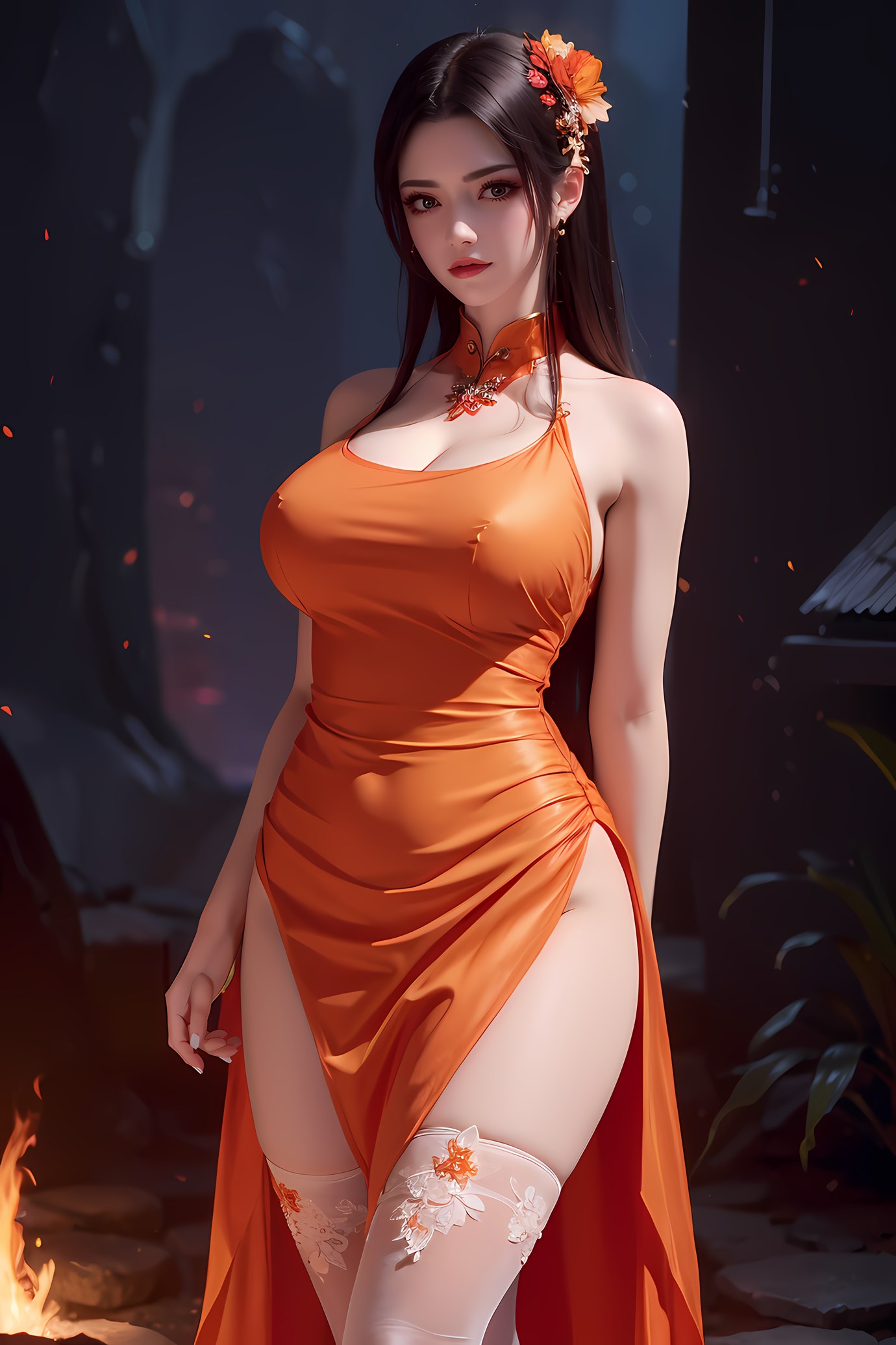 图片[27]-AI绘画 580 美杜莎 橙色旗袍[46P] – 速更版-美库