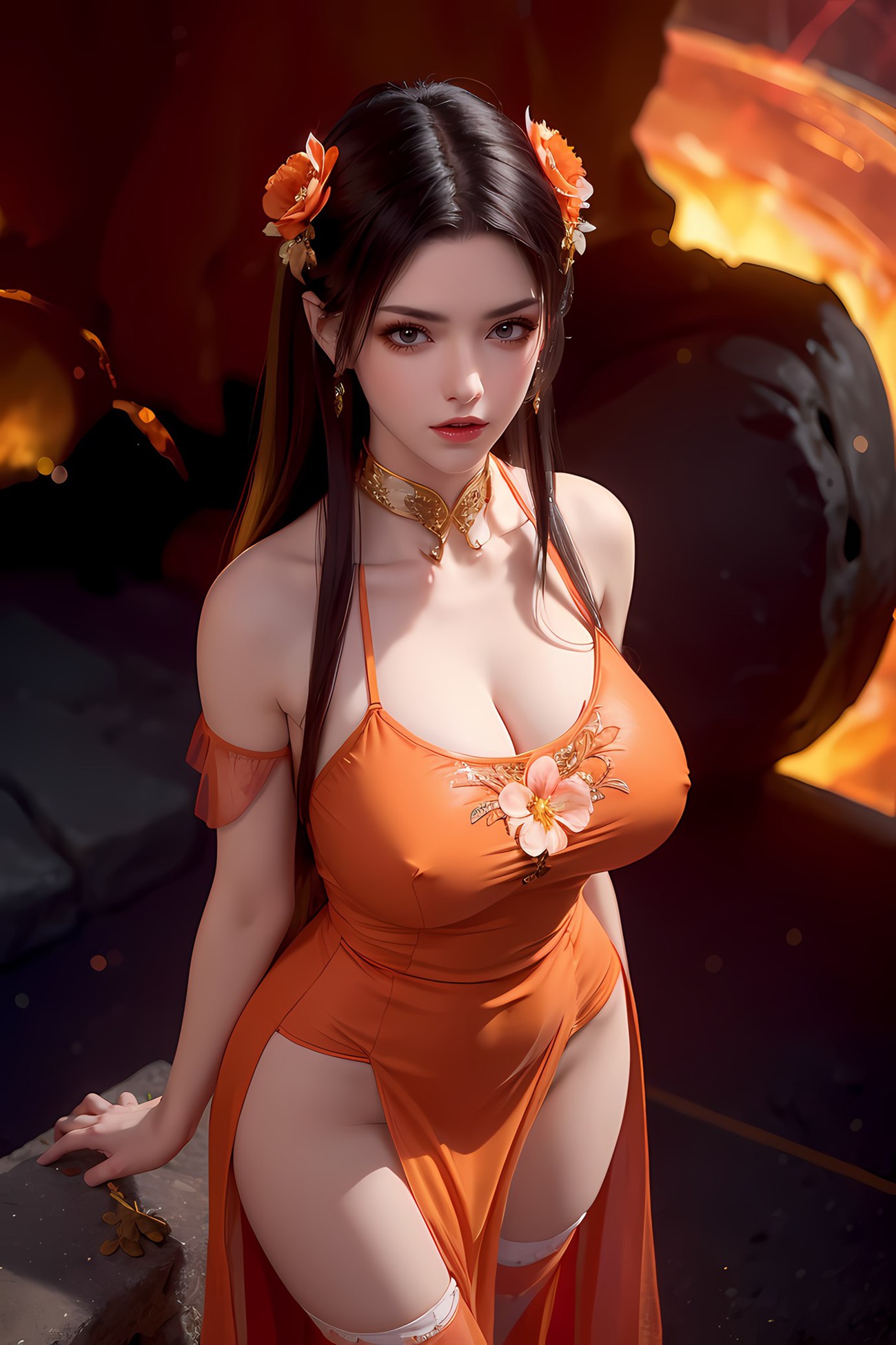 图片[28]-AI绘画 580 美杜莎 橙色旗袍[46P] – 速更版-美库