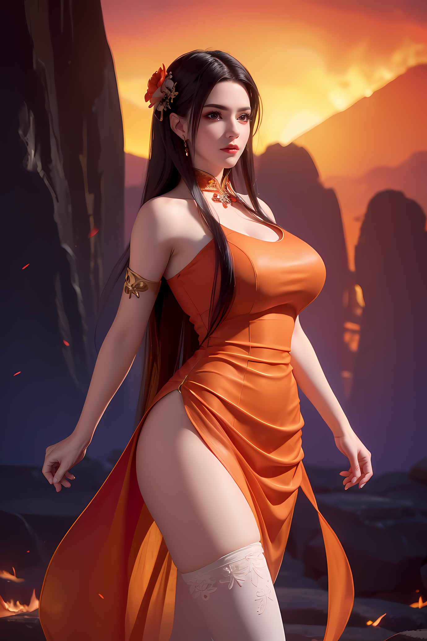 图片[29]-AI绘画 580 美杜莎 橙色旗袍[46P] – 速更版-美库