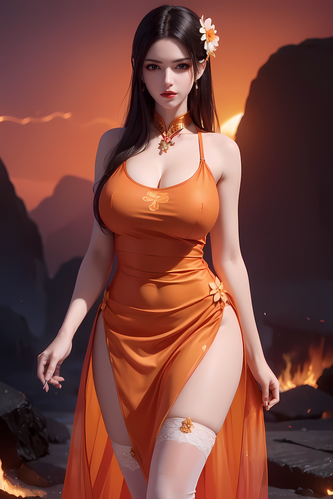 图片[30]-AI绘画 580 美杜莎 橙色旗袍[46P] – 速更版-美库