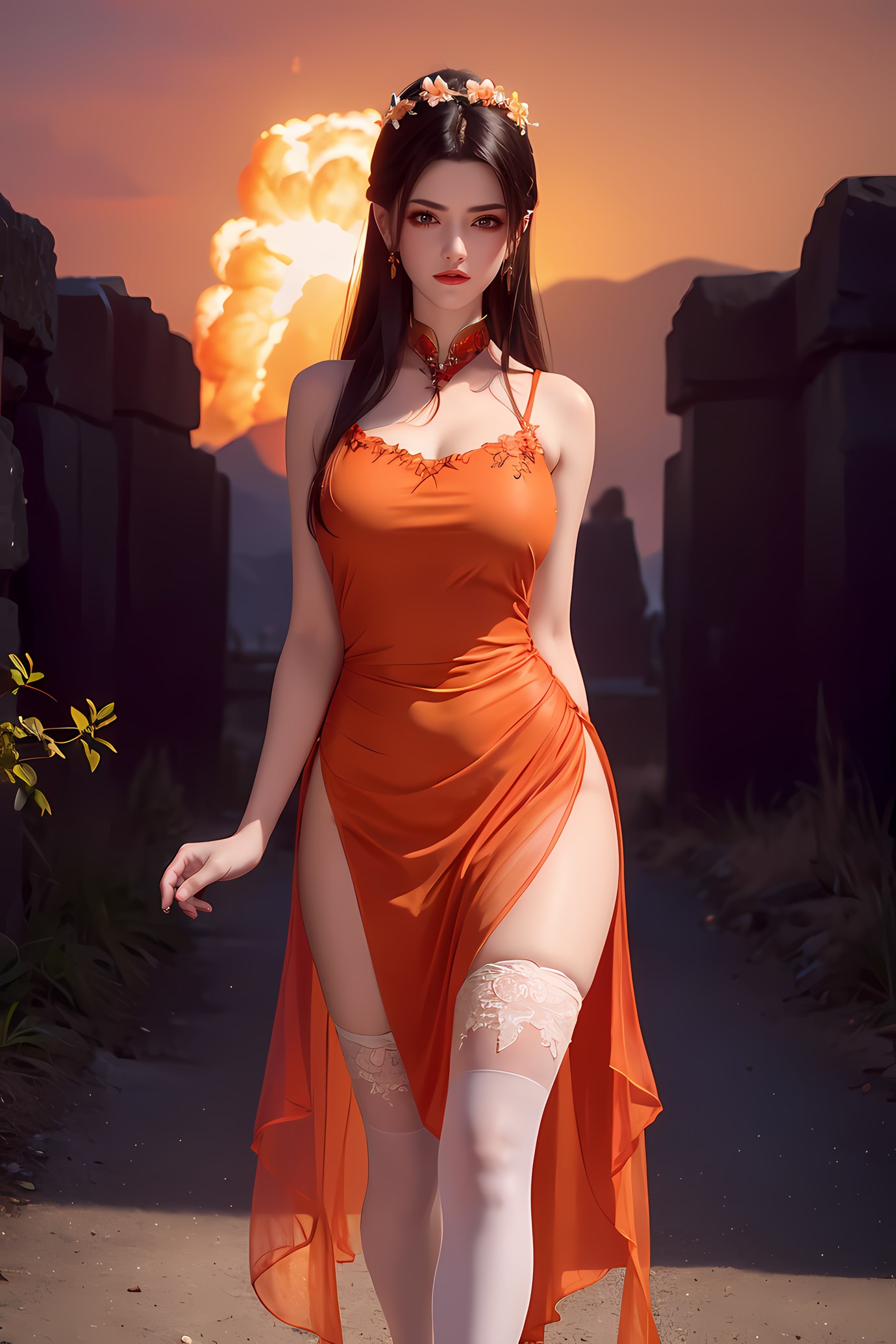图片[31]-AI绘画 580 美杜莎 橙色旗袍[46P] – 速更版-美库