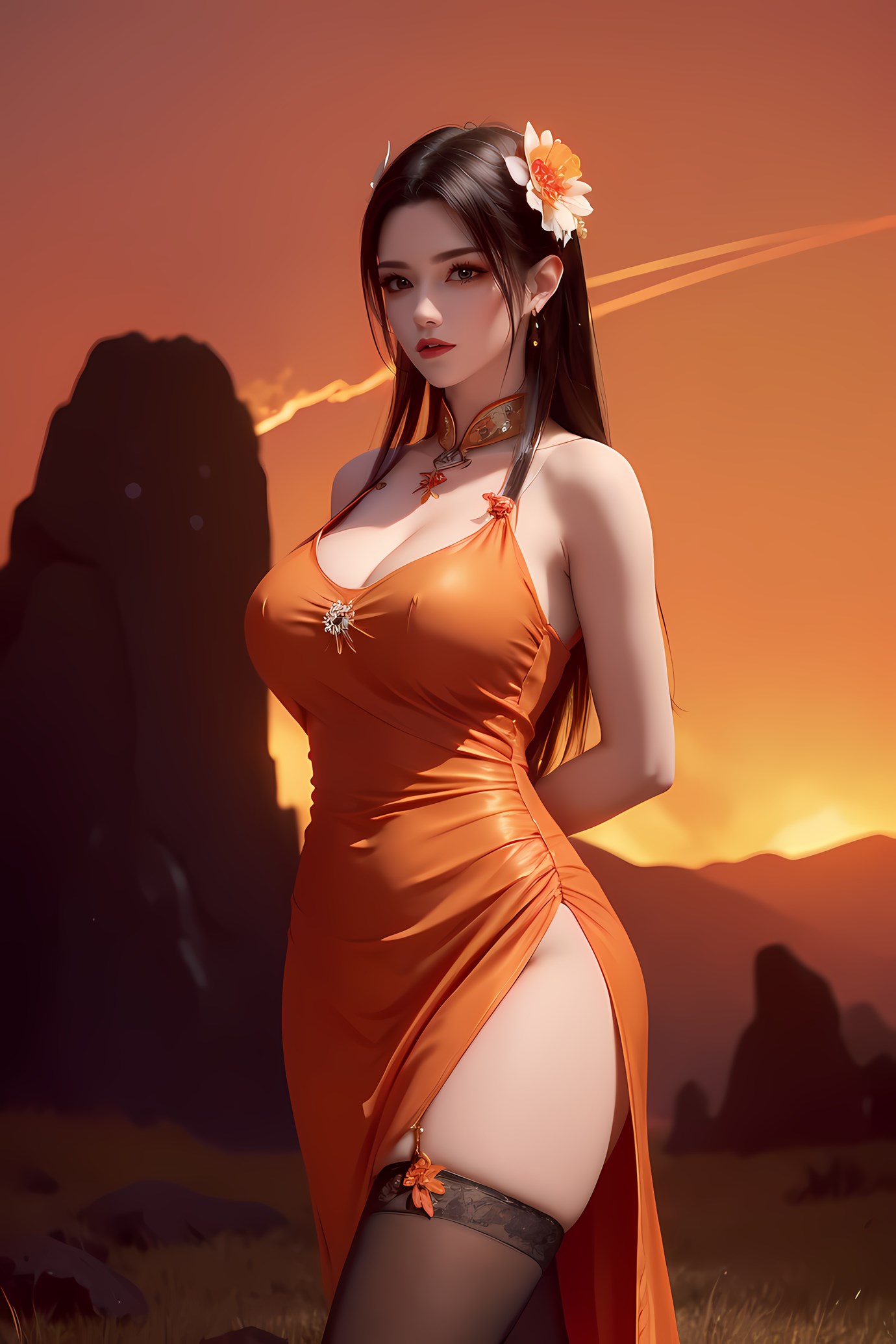 图片[32]-AI绘画 580 美杜莎 橙色旗袍[46P] – 速更版-美库