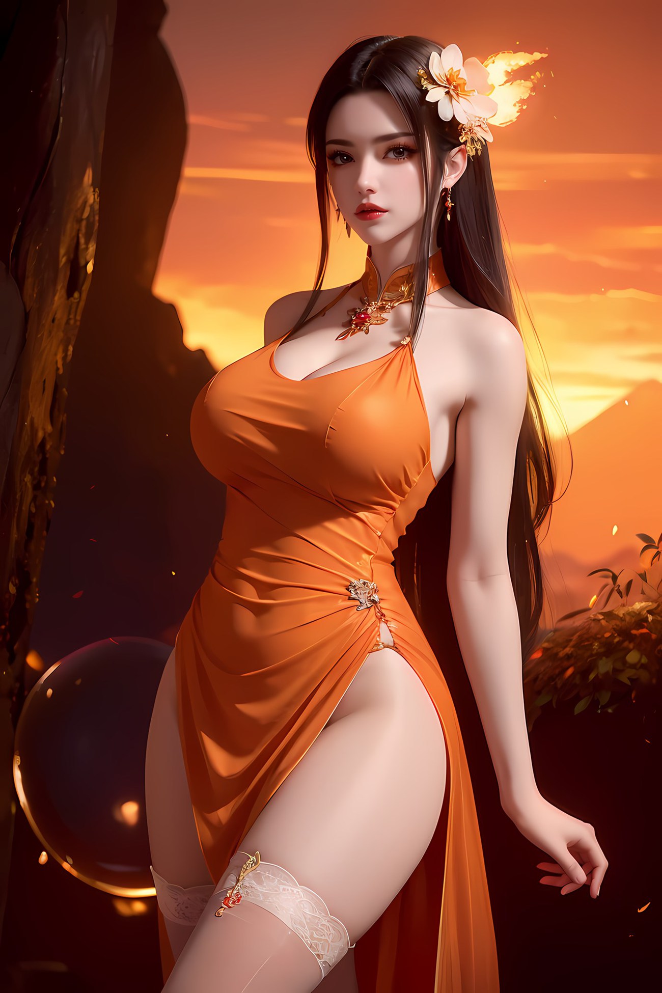 图片[33]-AI绘画 580 美杜莎 橙色旗袍[46P] – 速更版-美库