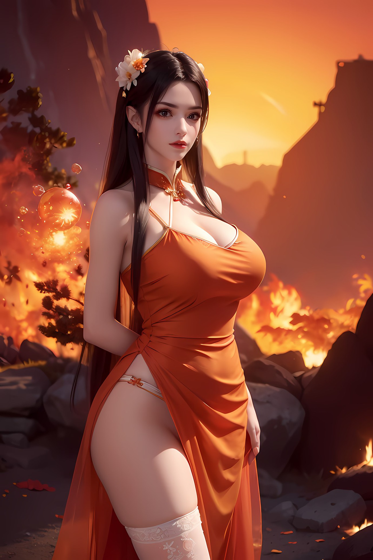 图片[34]-AI绘画 580 美杜莎 橙色旗袍[46P] – 速更版-美库