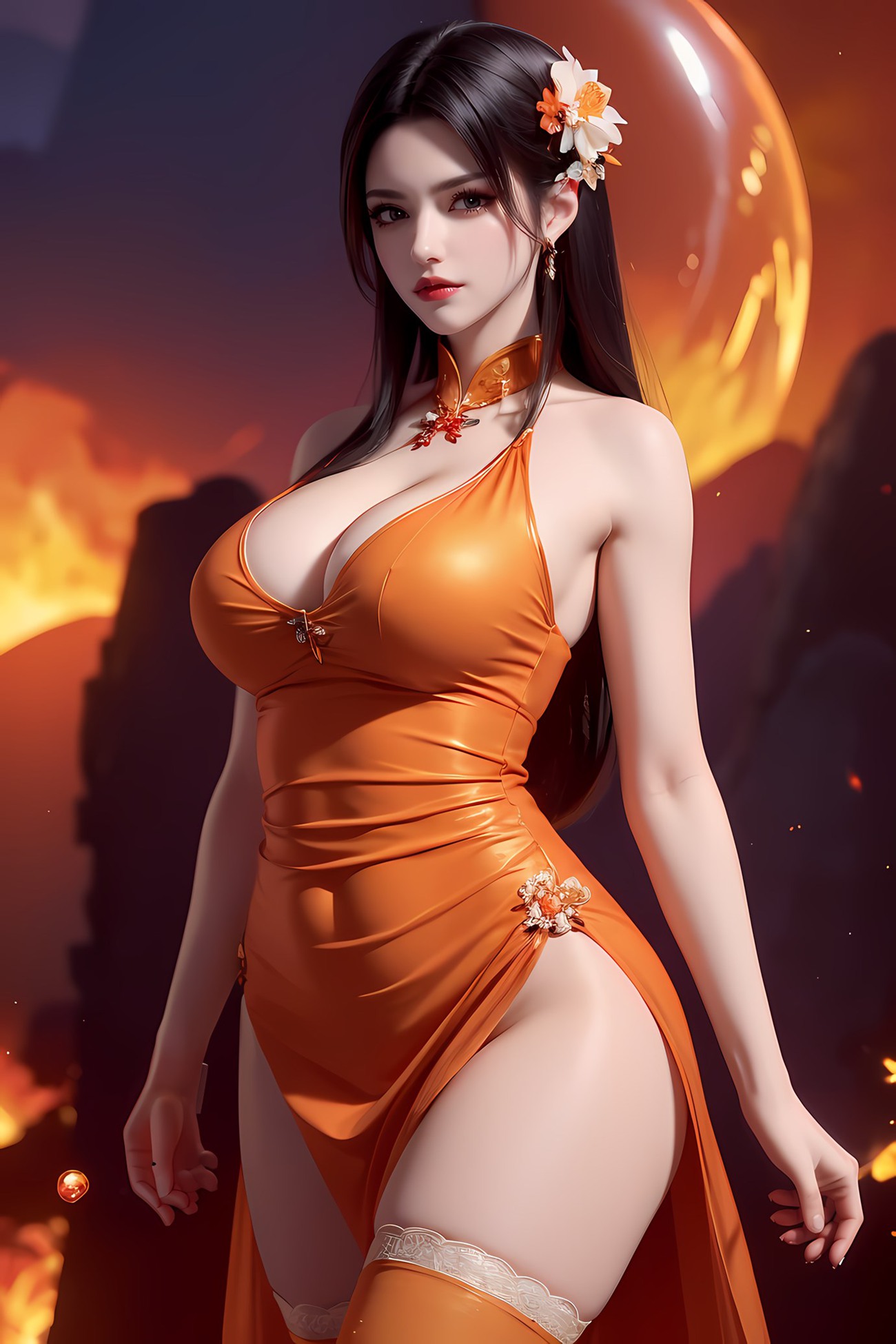 图片[35]-AI绘画 580 美杜莎 橙色旗袍[46P] – 速更版-美库