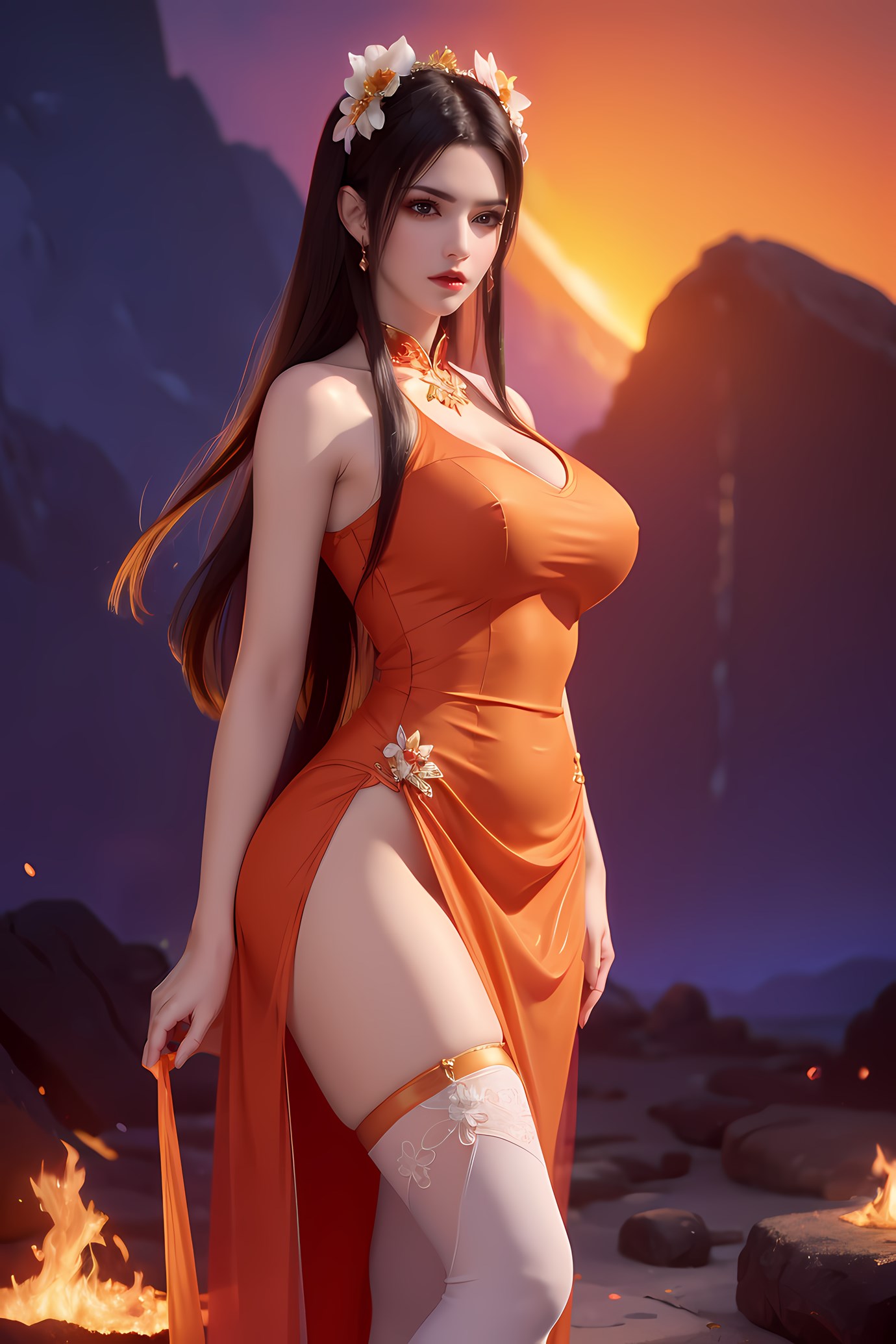 图片[39]-AI绘画 580 美杜莎 橙色旗袍[46P] – 速更版-美库