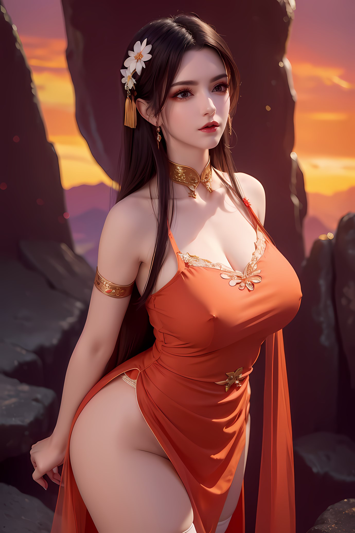 图片[43]-AI绘画 580 美杜莎 橙色旗袍[46P] – 速更版-美库