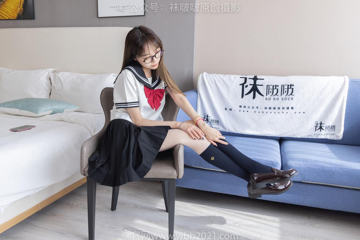 图片[14]-[BoBoSocks袜啵啵]NO.530 稚予-皮鞋、高跟鞋、深蓝色小腿棉袜、油亮白丝油亮肉丝、jk制服[110P] – 速更版-美库