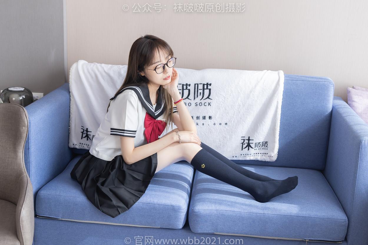 图片[25]-[BoBoSocks袜啵啵]NO.530 稚予-皮鞋、高跟鞋、深蓝色小腿棉袜、油亮白丝油亮肉丝、jk制服[110P] – 速更版-美库