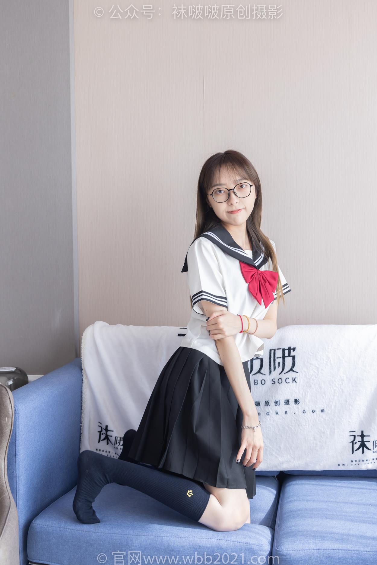 图片[26]-[BoBoSocks袜啵啵]NO.530 稚予-皮鞋、高跟鞋、深蓝色小腿棉袜、油亮白丝油亮肉丝、jk制服[110P] – 速更版-美库