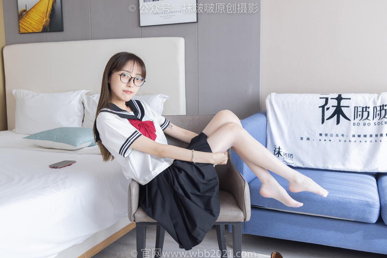 图片[42]-[BoBoSocks袜啵啵]NO.530 稚予-皮鞋、高跟鞋、深蓝色小腿棉袜、油亮白丝油亮肉丝、jk制服[110P] – 速更版-美库