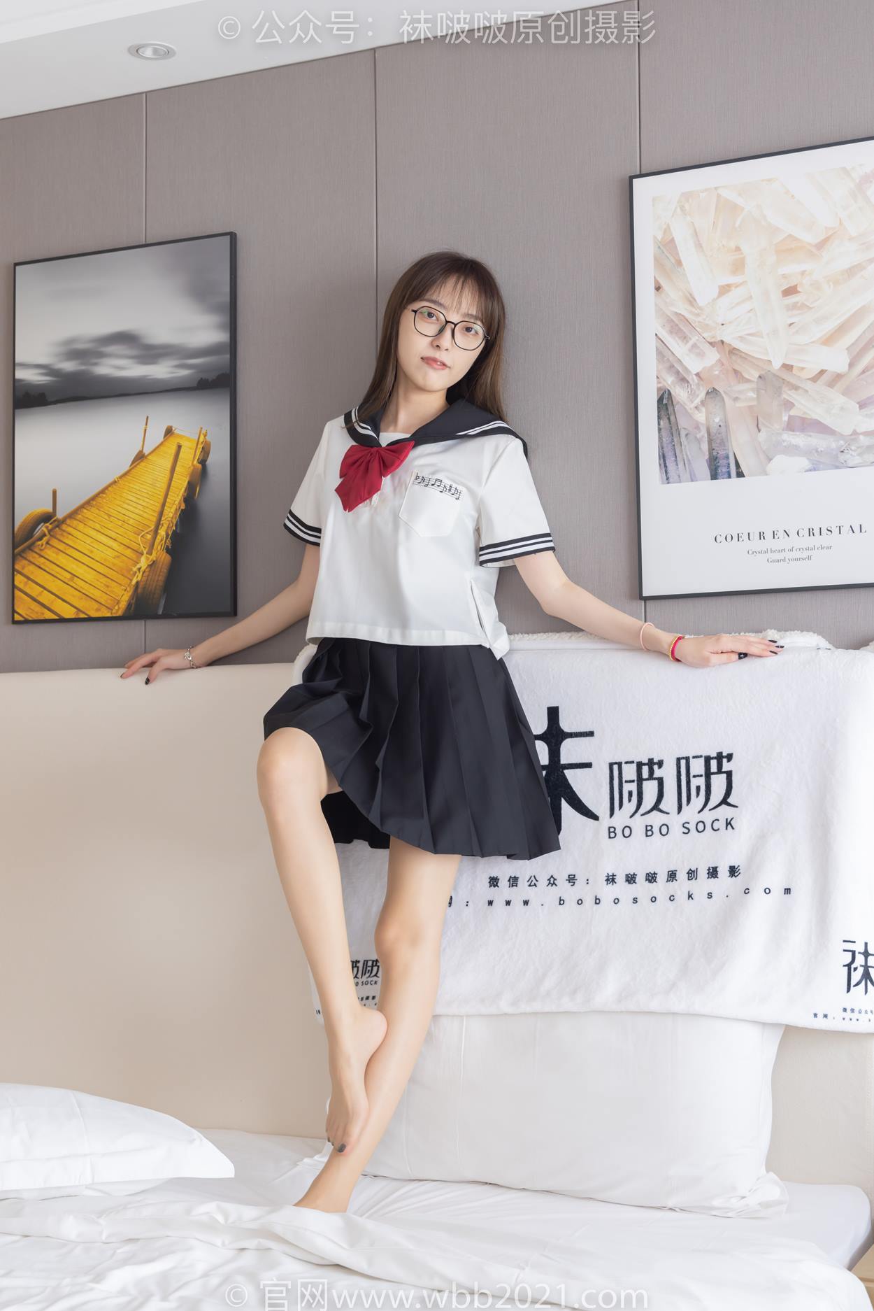 图片[102]-[BoBoSocks袜啵啵]NO.530 稚予-皮鞋、高跟鞋、深蓝色小腿棉袜、油亮白丝油亮肉丝、jk制服[110P] – 速更版-美库