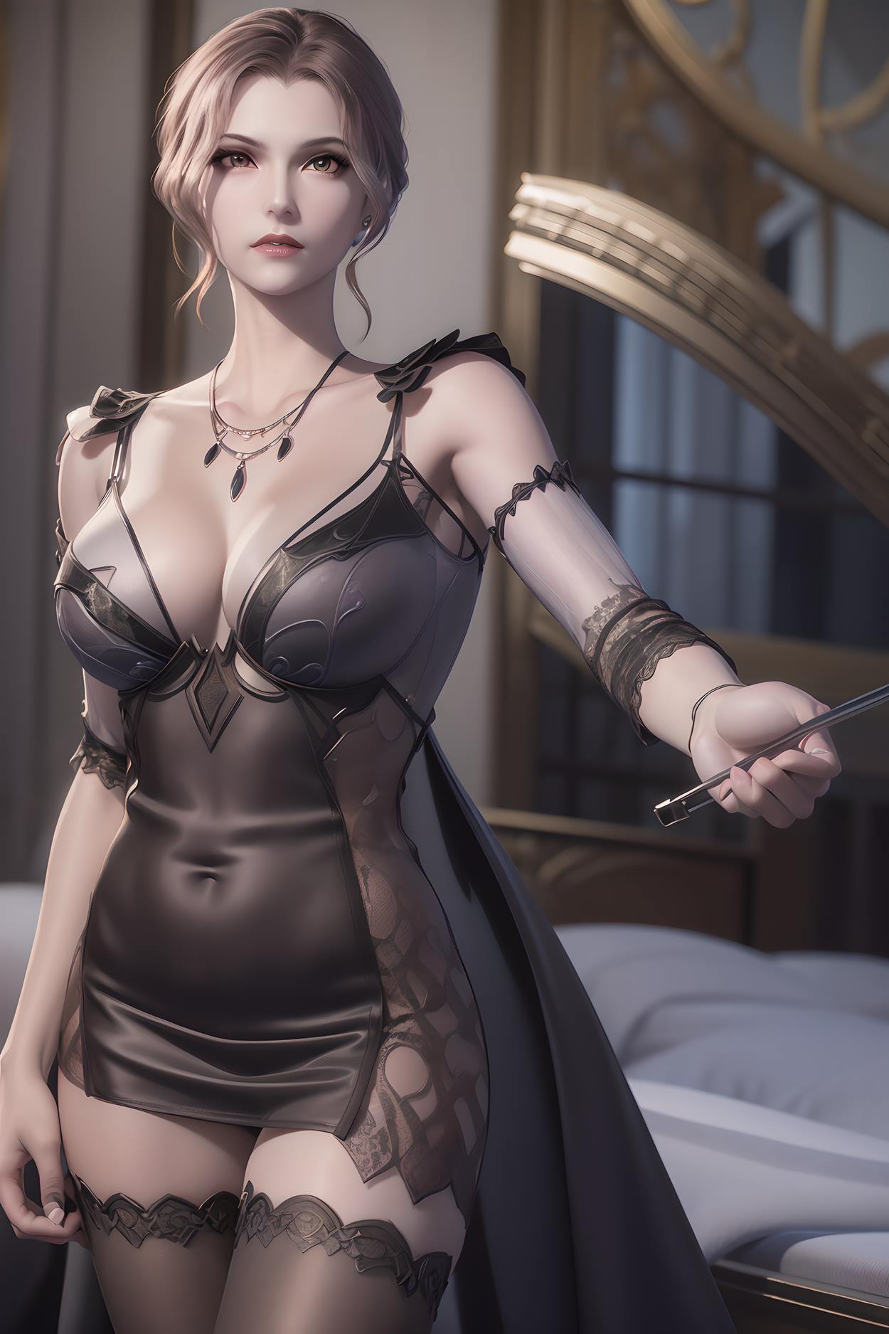 图片[20]-AI绘画 600 比比东_睡衣黑丝[20P] – 速更版-美库