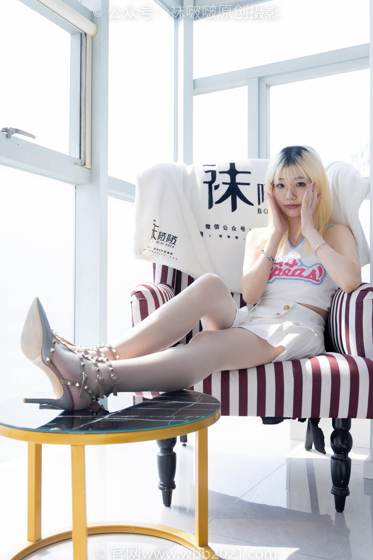 图片[130]-[BoBoSocks袜啵啵]NO.543 小甜豆 高跟鞋、油亮淡蓝丝、腰丝[150P] – 速更版-美库