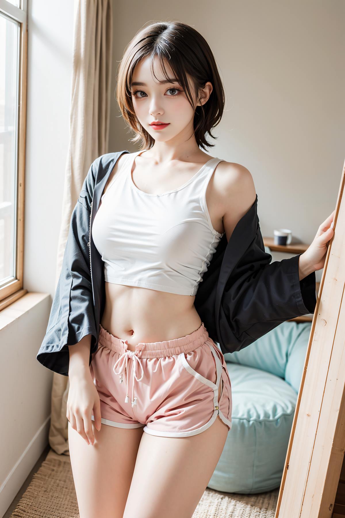 图片[17]-AI绘画 653 短裤少女居家[28P] – 速更版-美库