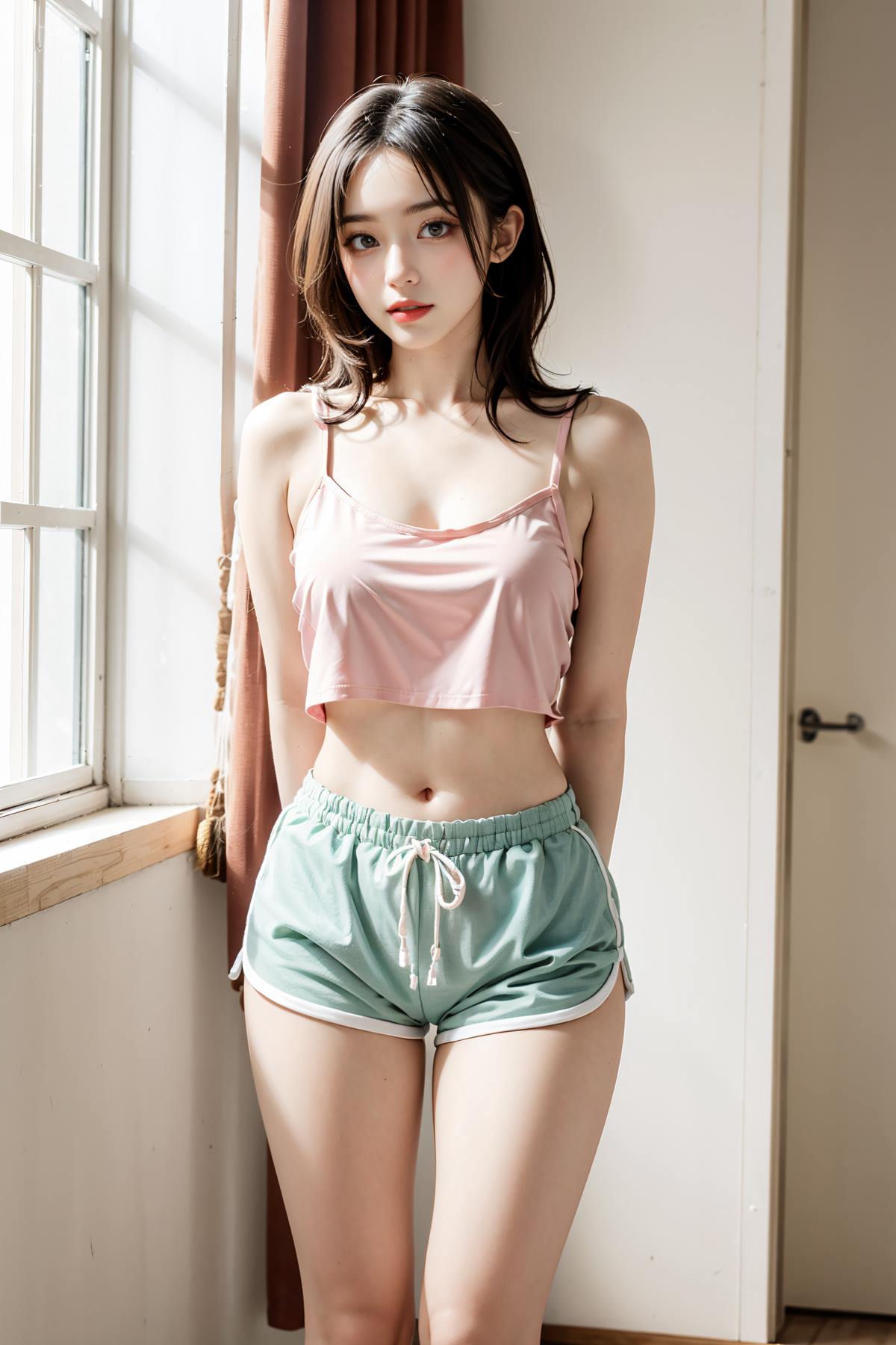 图片[28]-AI绘画 653 短裤少女居家[28P] – 速更版-美库