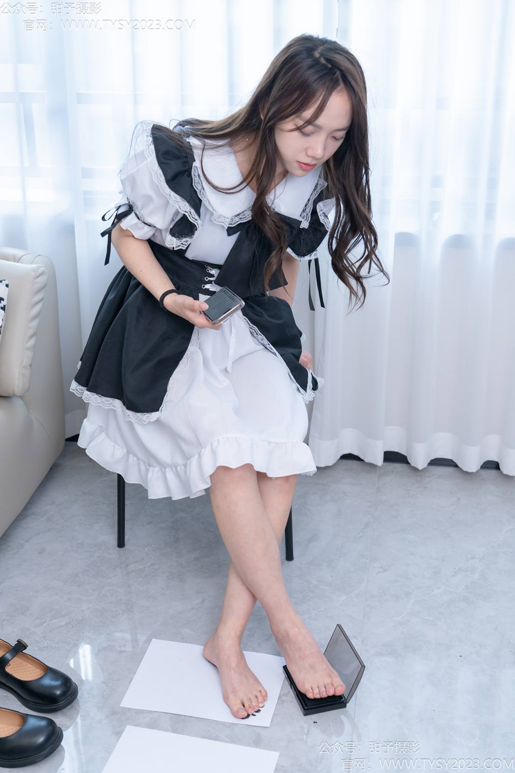 图片[92]-甜予摄影 NO.195 贝壳-皮鞋、薄黑丝、裸足、足印剧情[100P] – 速更版-美库